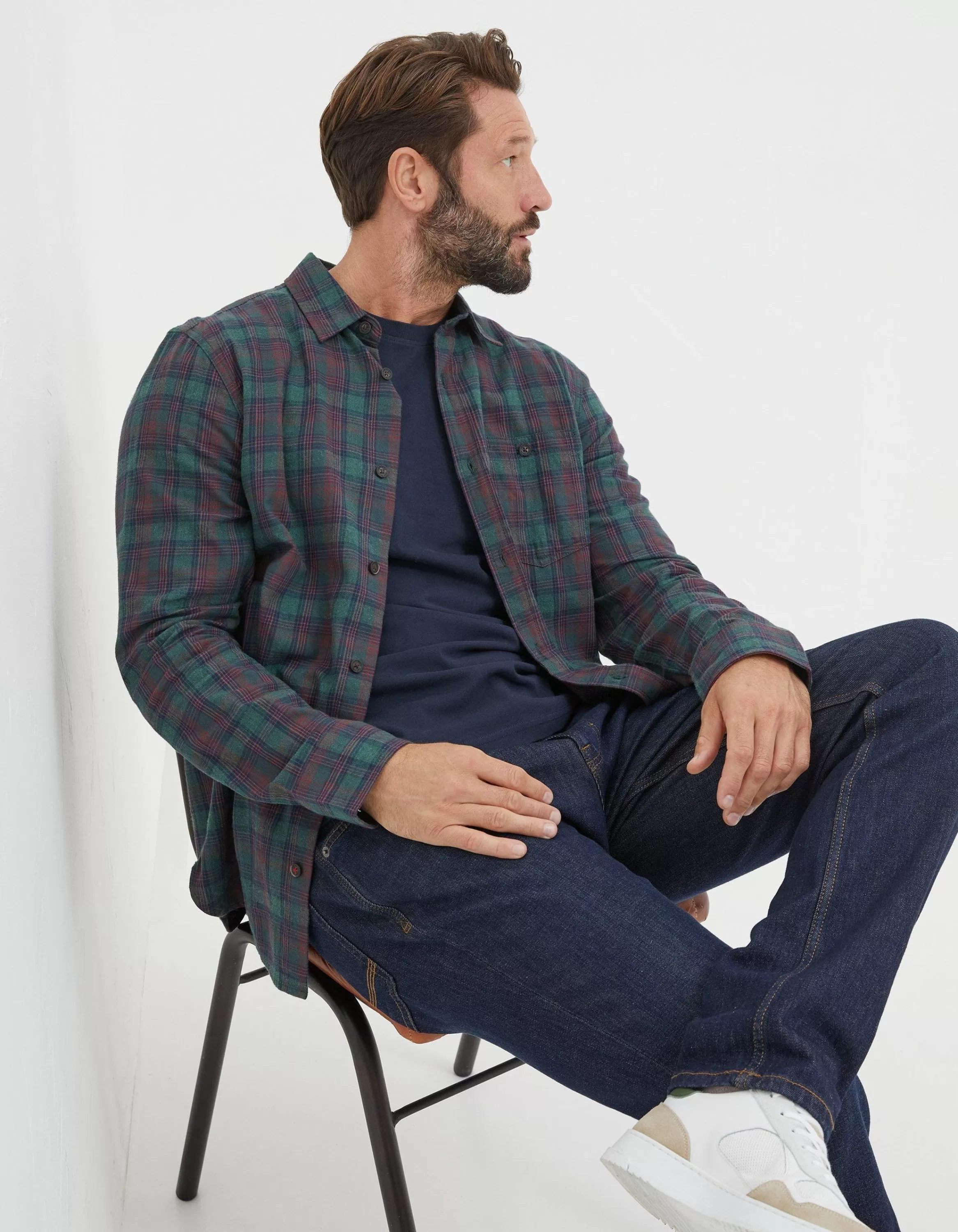 Shop FatFace Nevis Check Shirt Emerald Green