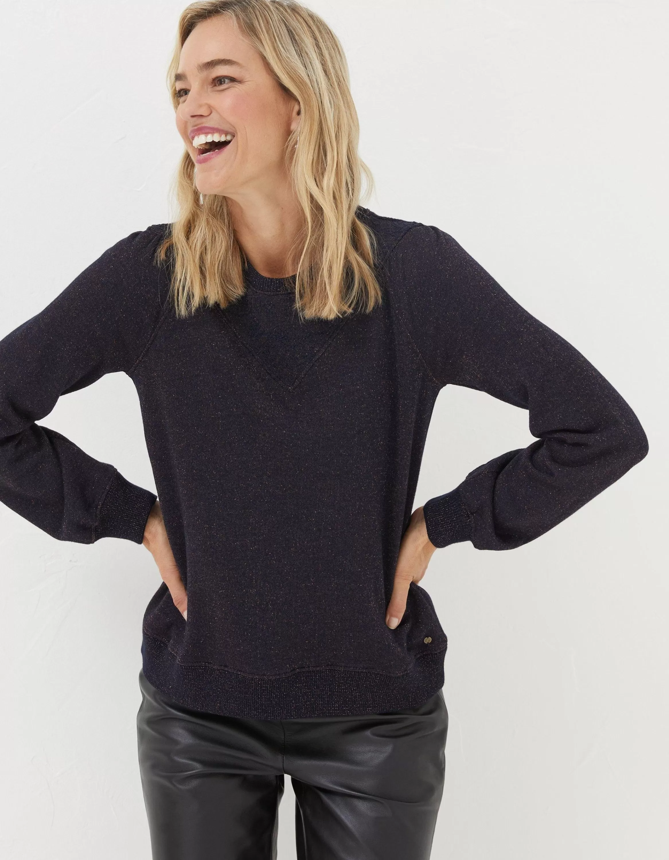 Hot FatFace Noa Sparkle Crew Neck Sweatshirt Navy