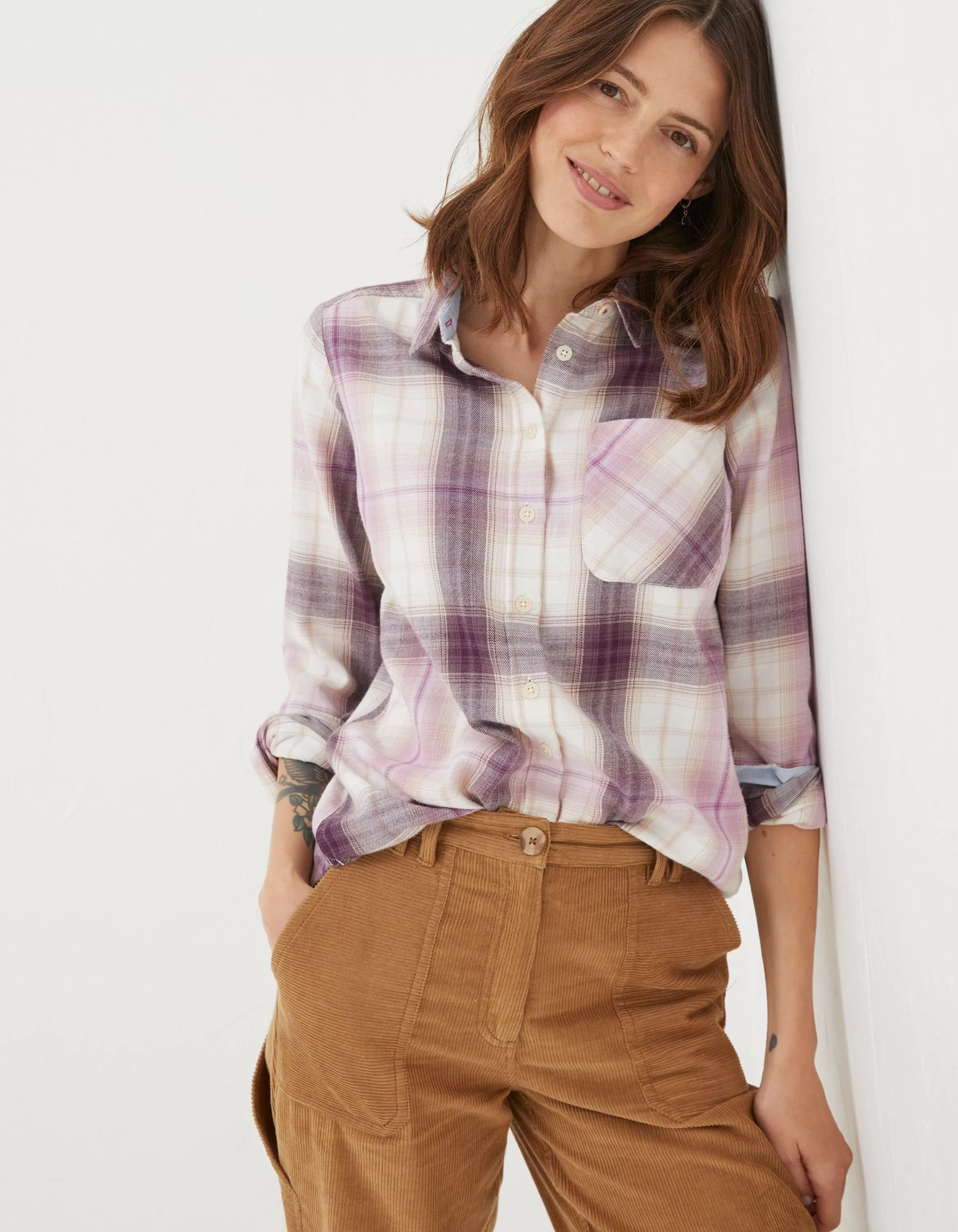 Fashion FatFace Olivia Check Shirt Purple