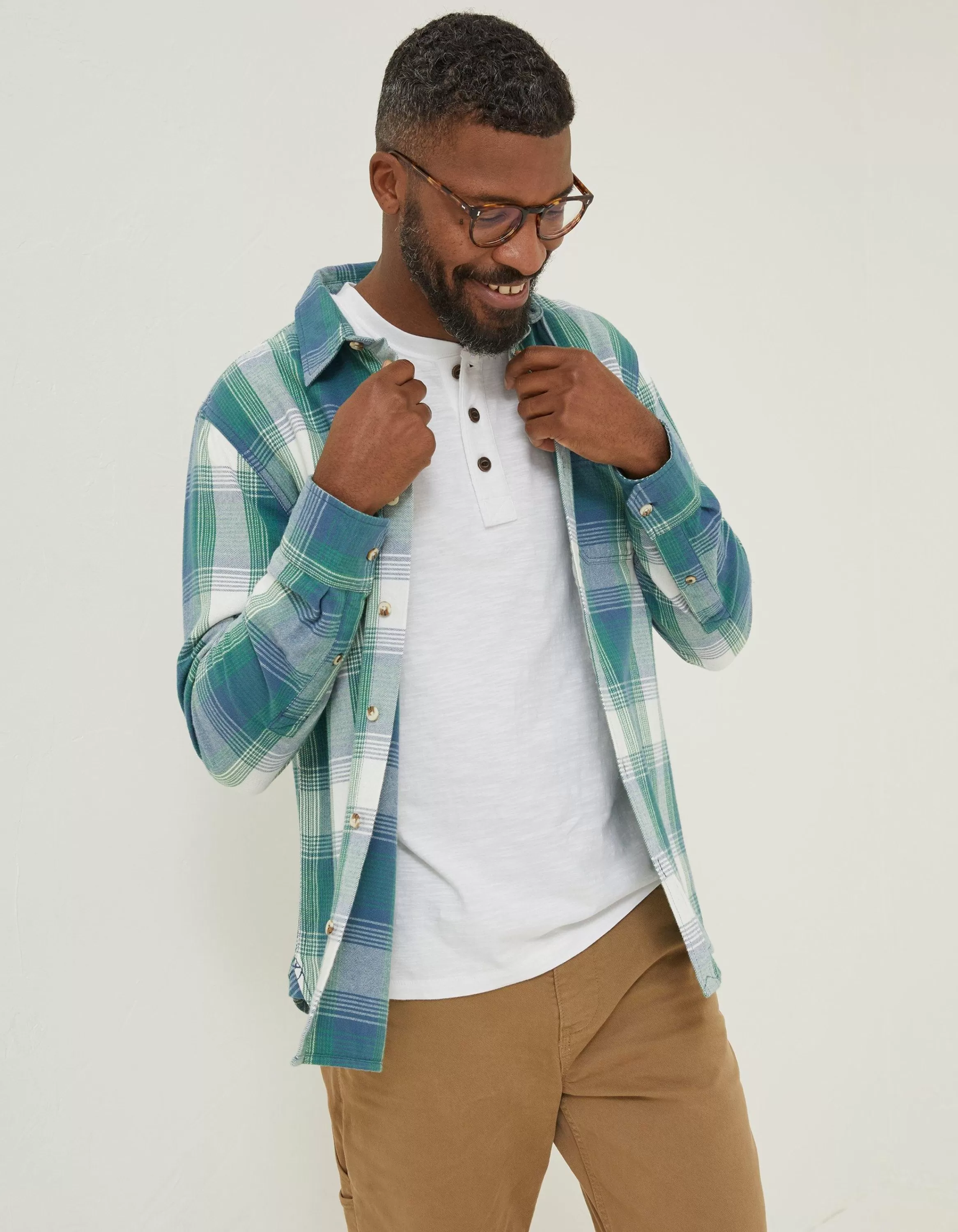 Best FatFace Ombre Check Shirt Washed Blue