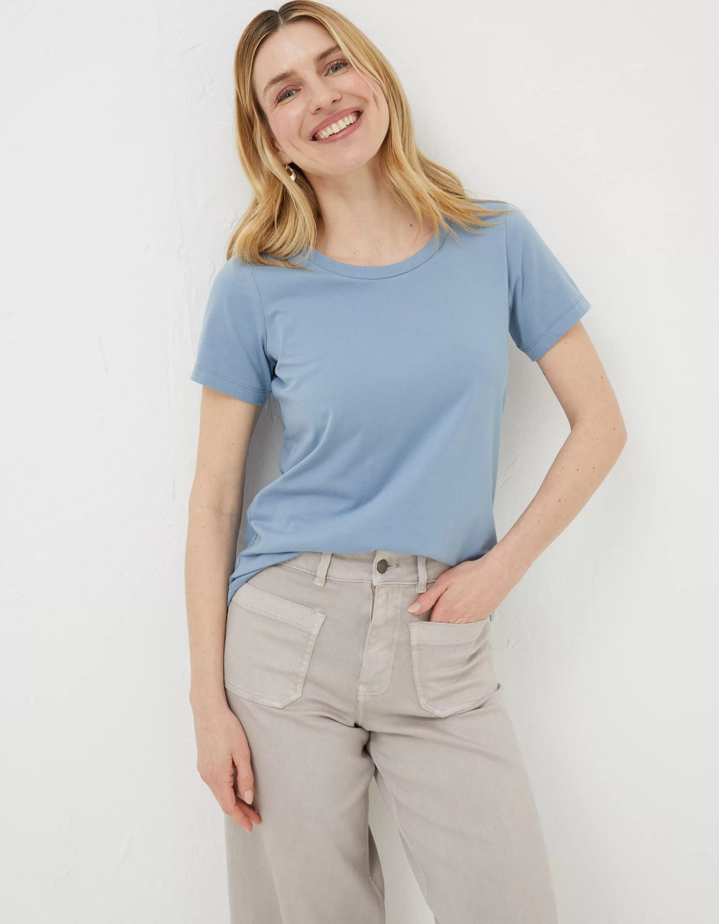 Sale FatFace Organic Cotton Belle Tee Light Blue