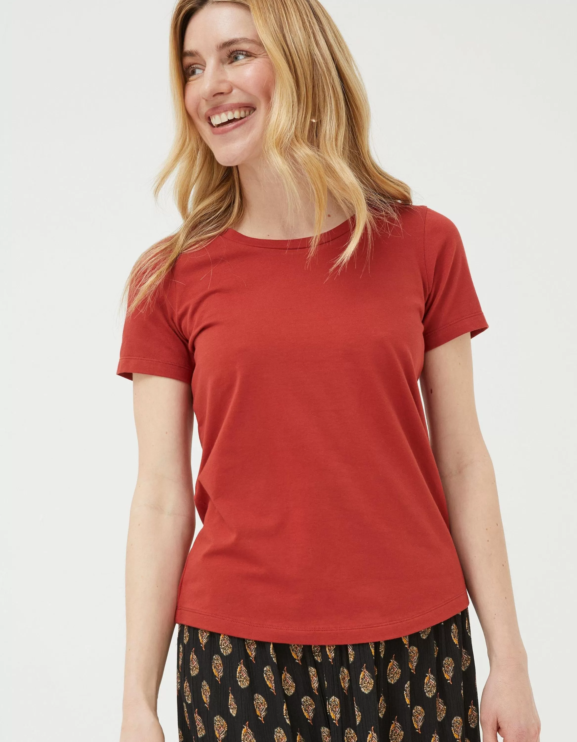 Best FatFace Organic Cotton Belle Tee Rust Red