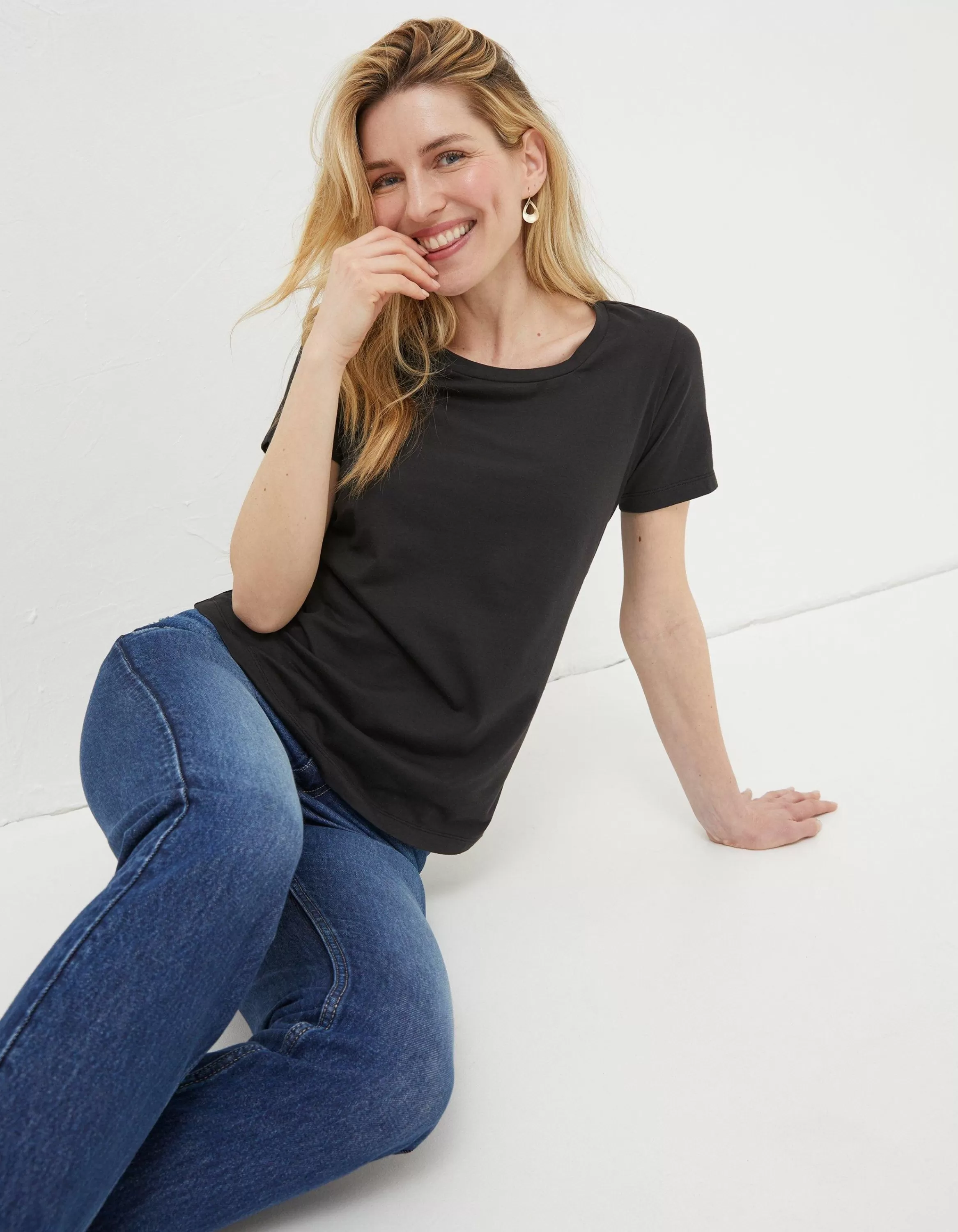 Cheap FatFace Organic Cotton Belle Tee Black