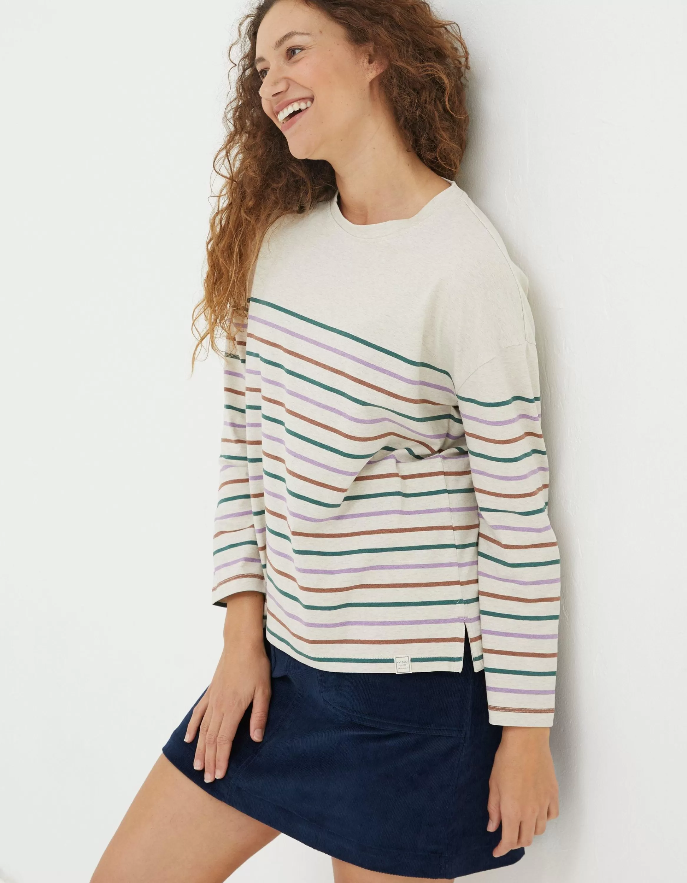 Hot FatFace Organic Cotton Boyfriend Breton Cream