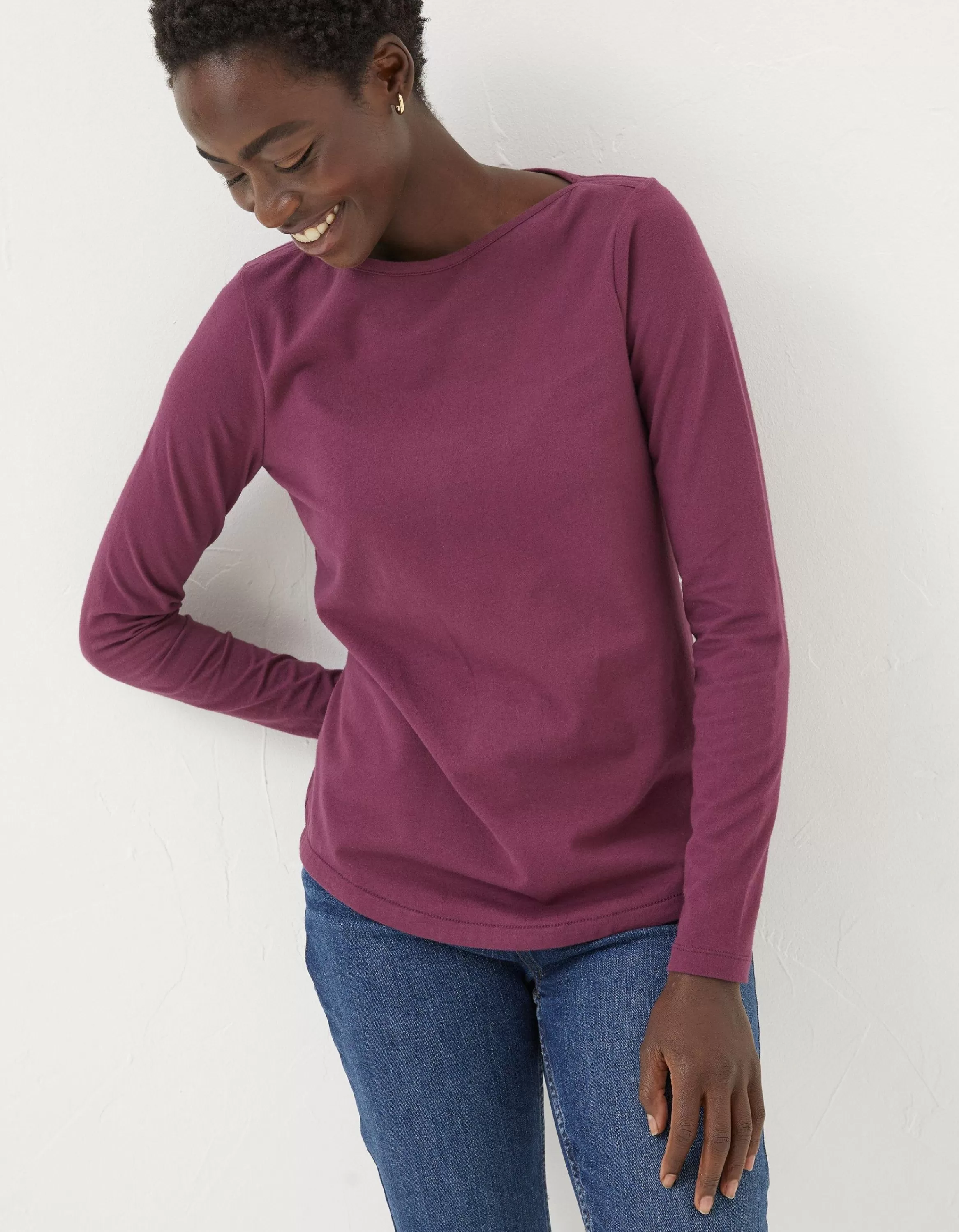 Best FatFace Organic Cotton Bree Tee Burgundy