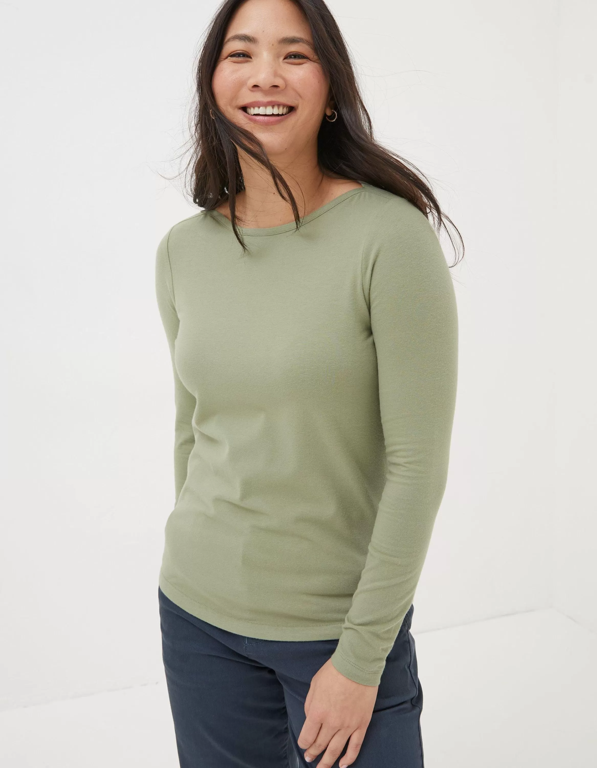 Best Sale FatFace Organic Cotton Bree Tee Sage Green