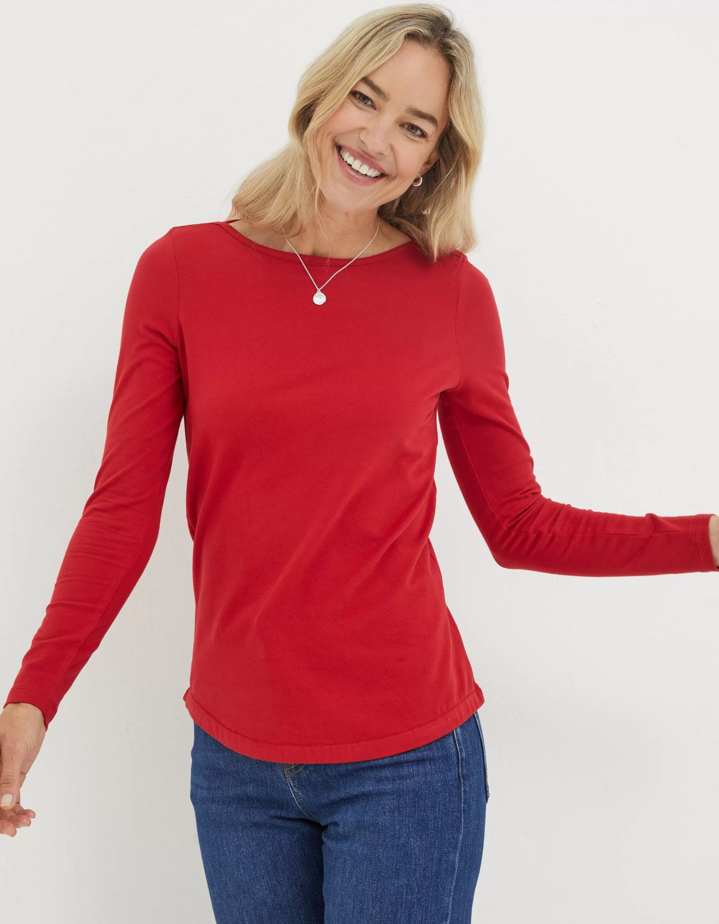 Cheap FatFace Organic Cotton Bree T-Shirt Cherry Red