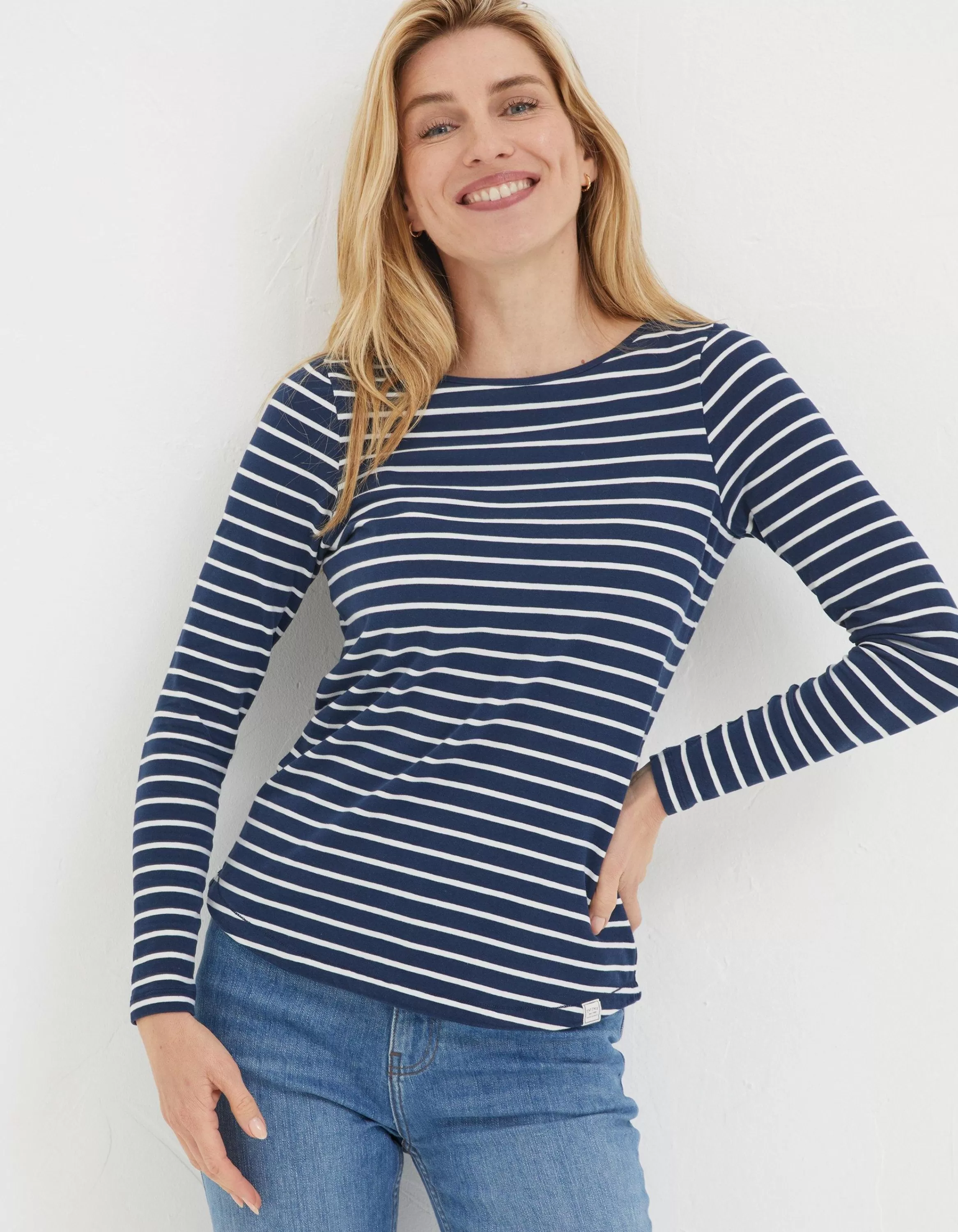 Flash Sale FatFace Organic Cotton Breton T Shirt Navy