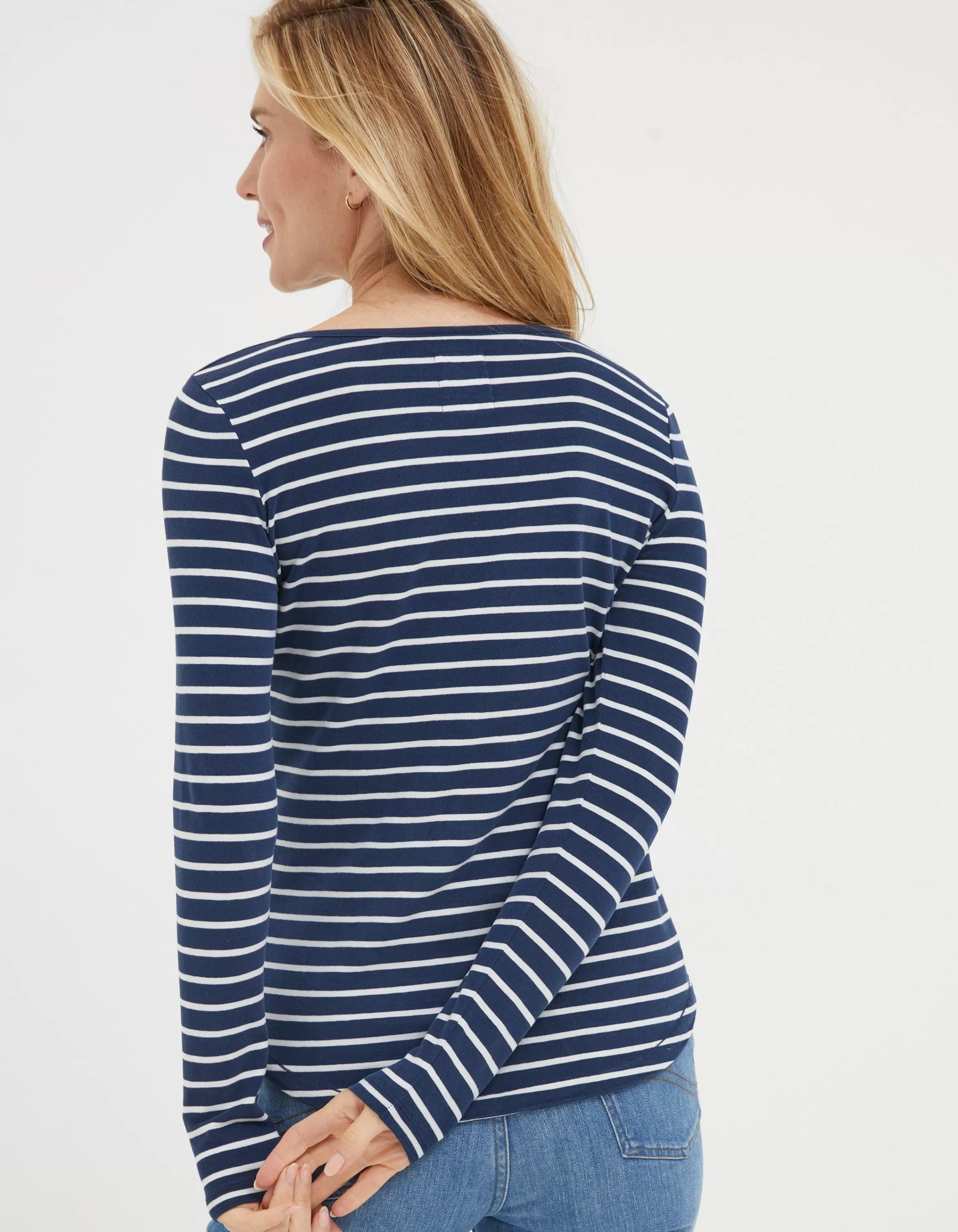 Flash Sale FatFace Organic Cotton Breton T Shirt Navy