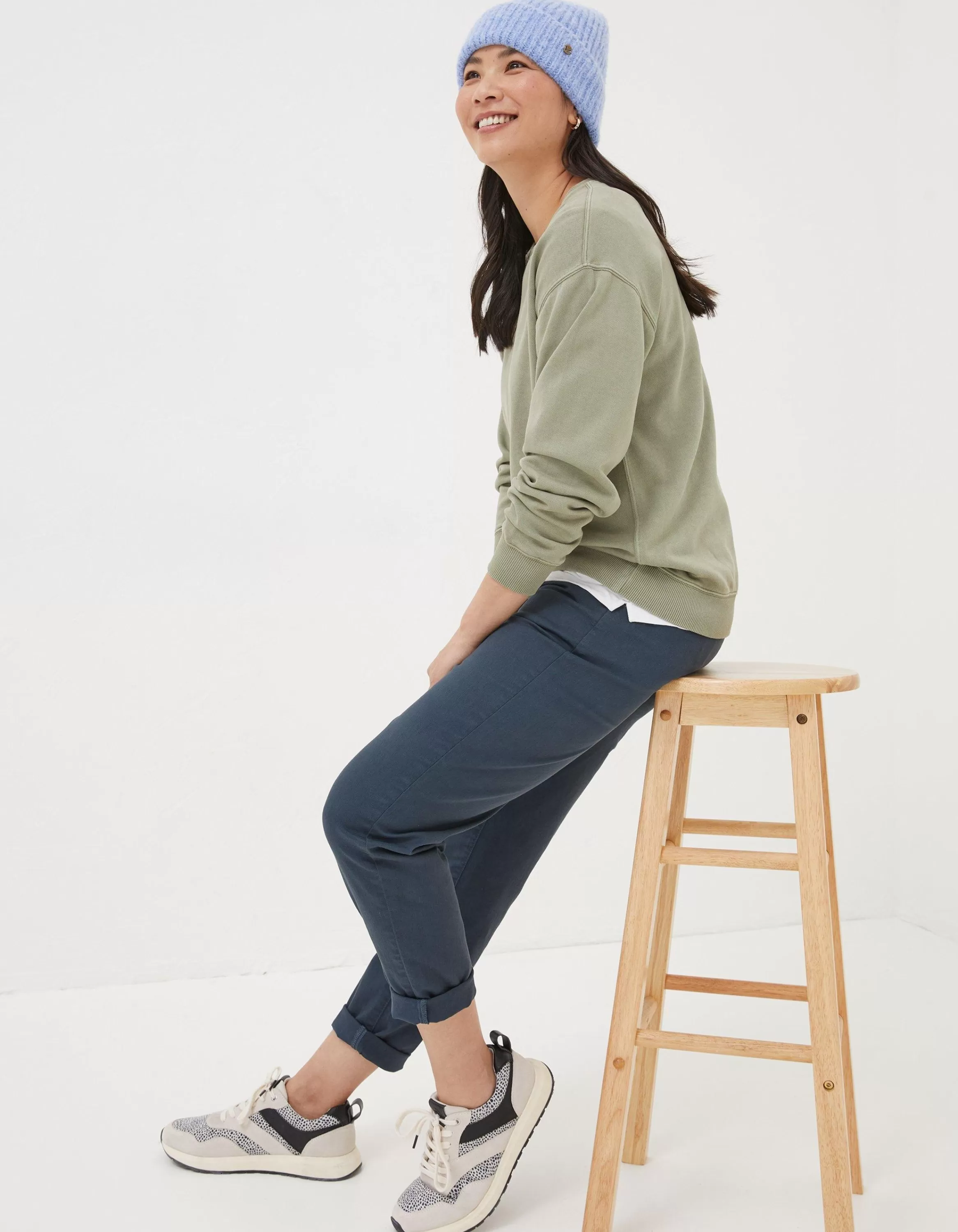 Discount FatFace Organic Cotton Georgia Crew Sweatshirt Sage Green