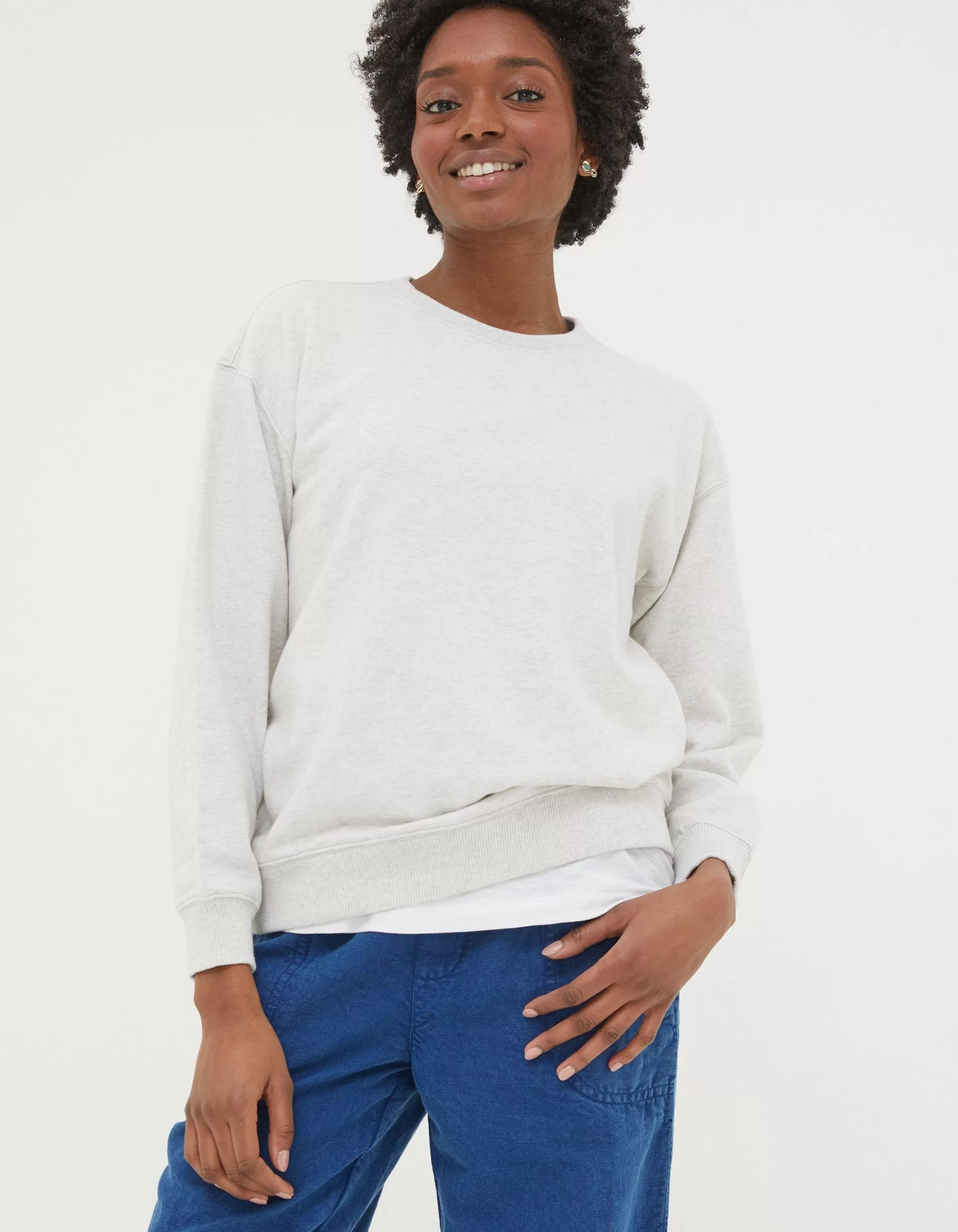 Online FatFace Organic Cotton Georgia Crew Sweatshirt Grey Marl