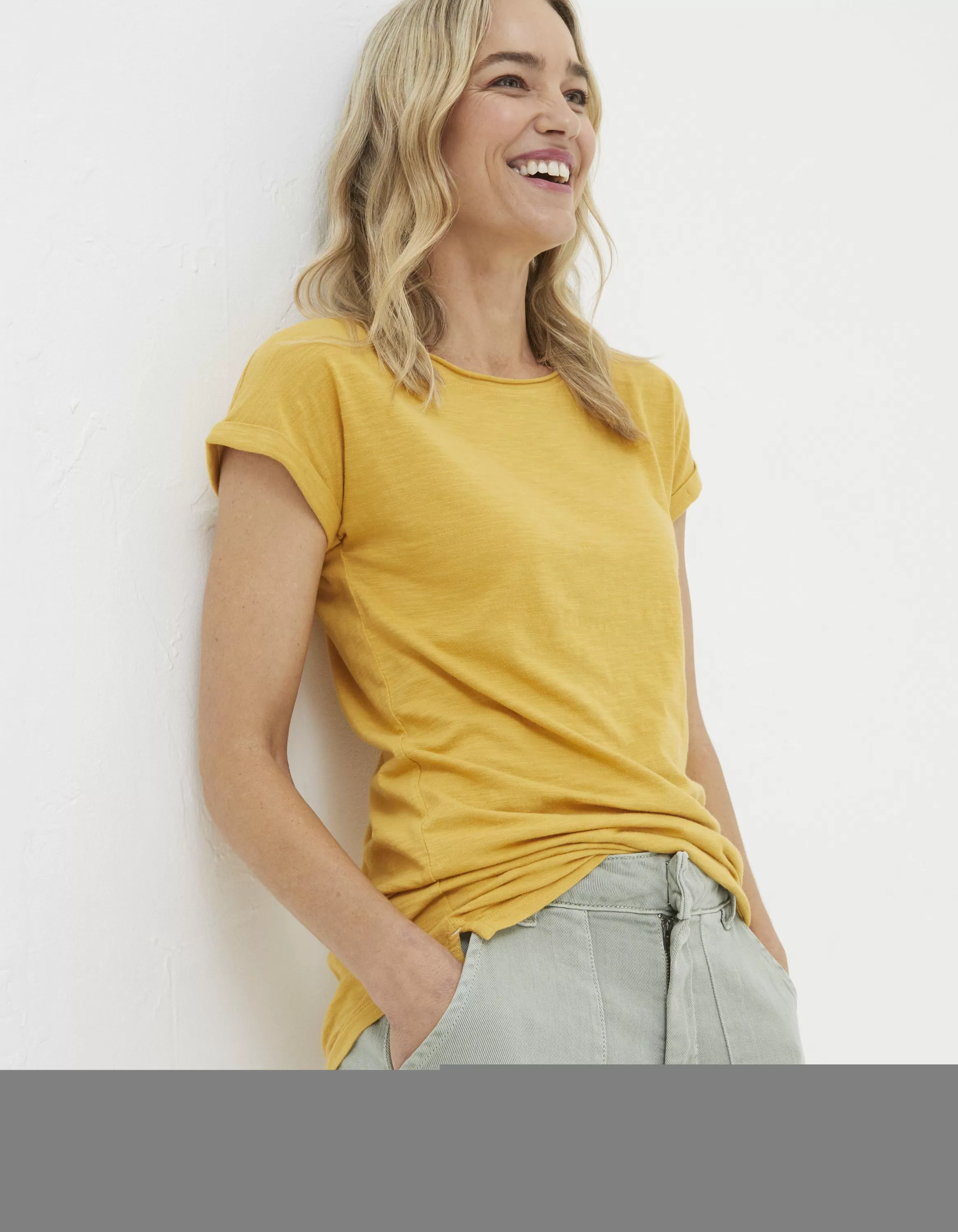 Outlet FatFace Organic Cotton Ivy T Shirt Golden Yellow