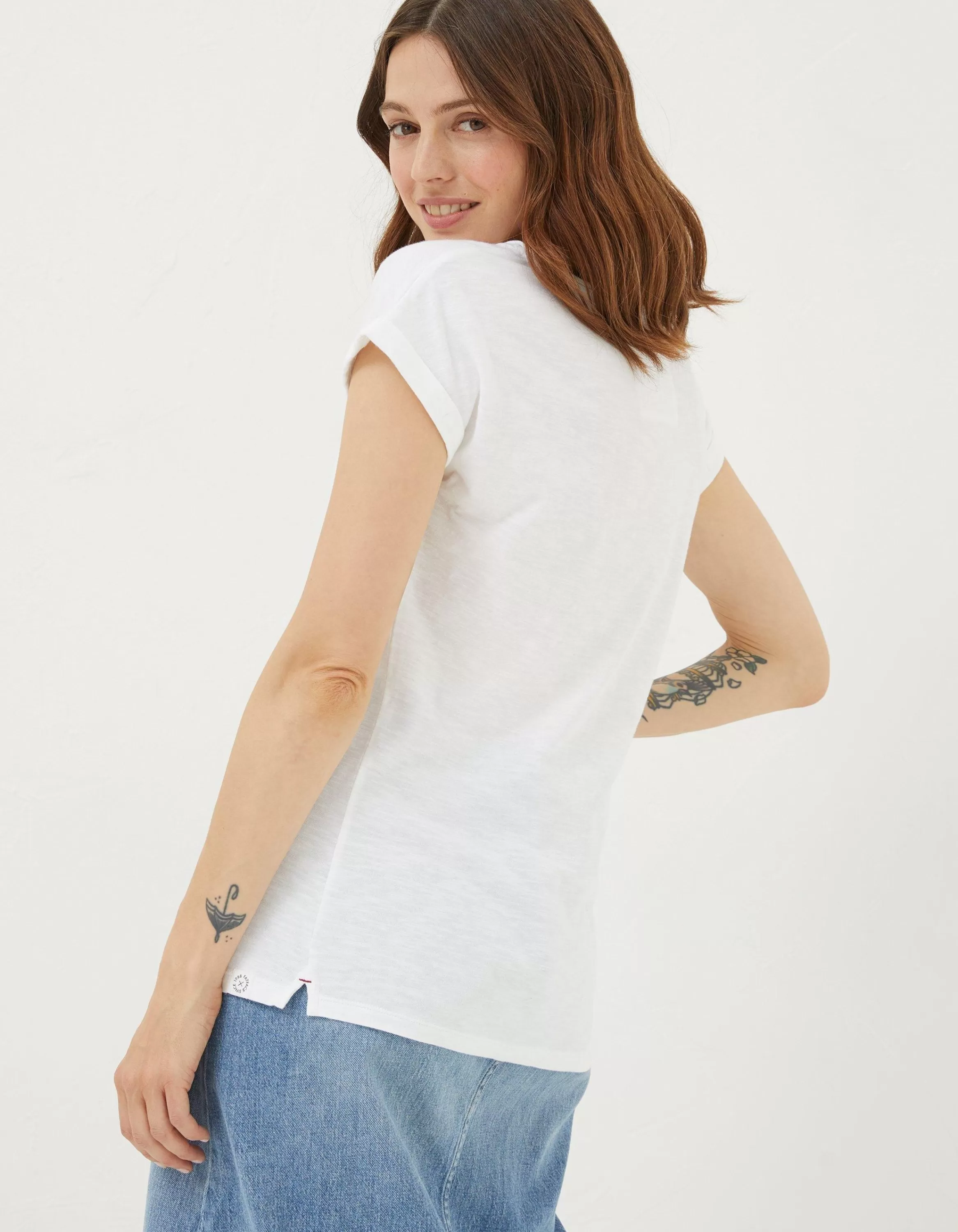 Sale FatFace Organic Cotton Ivy T Shirt White