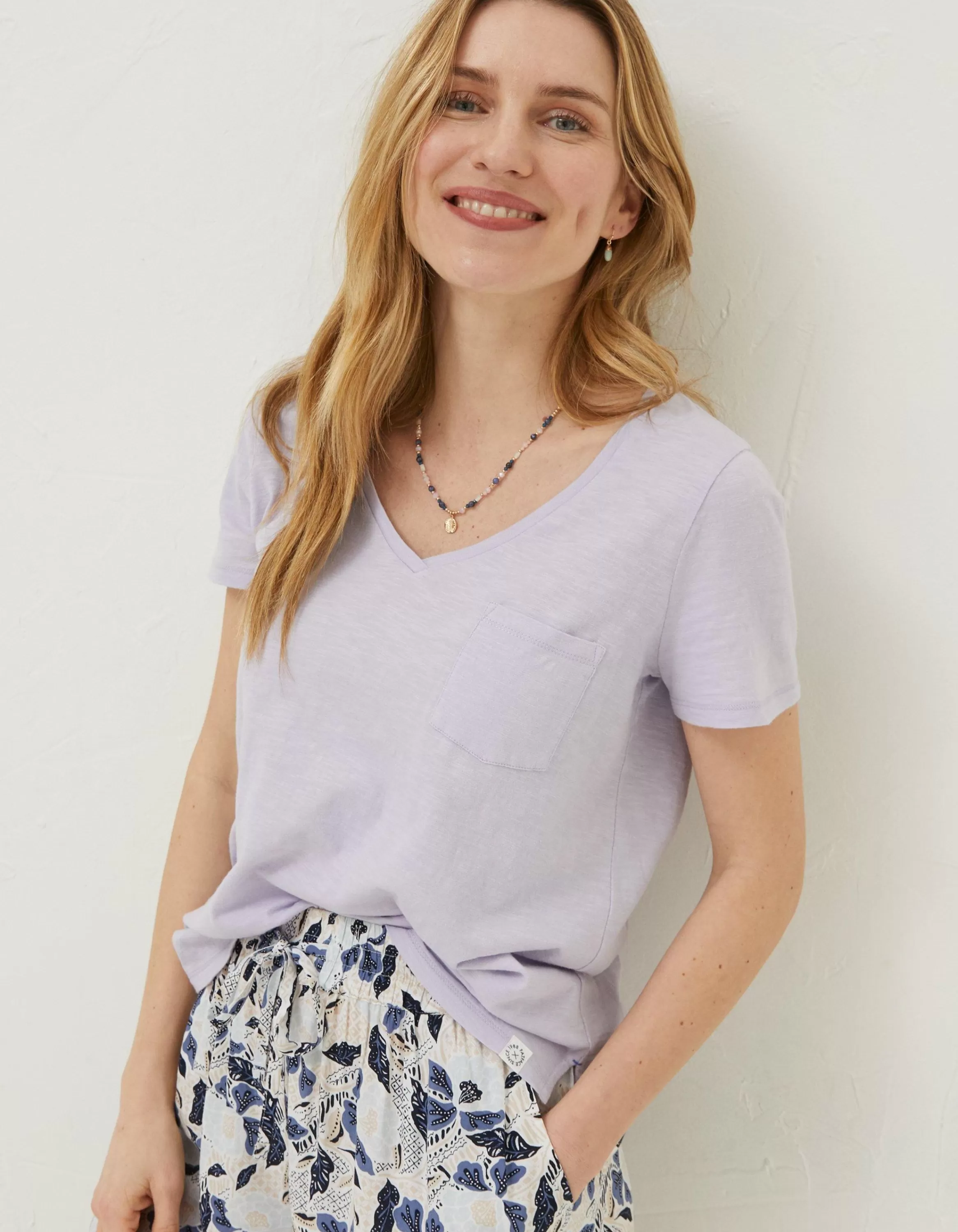 New FatFace Organic Cotton Maggie T-Shirt Lilac