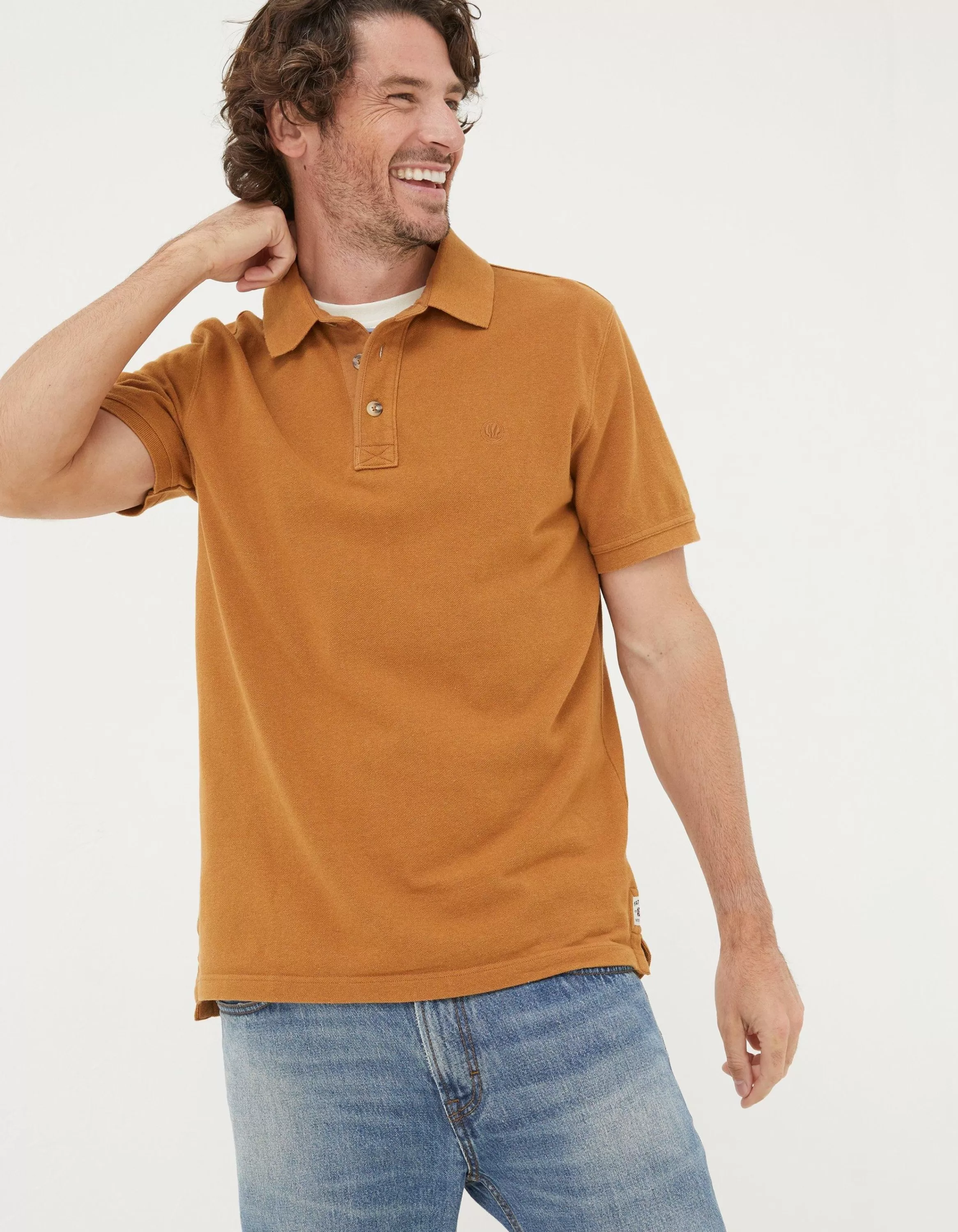 Flash Sale FatFace Organic Cotton Pique Polo Yellow Marl