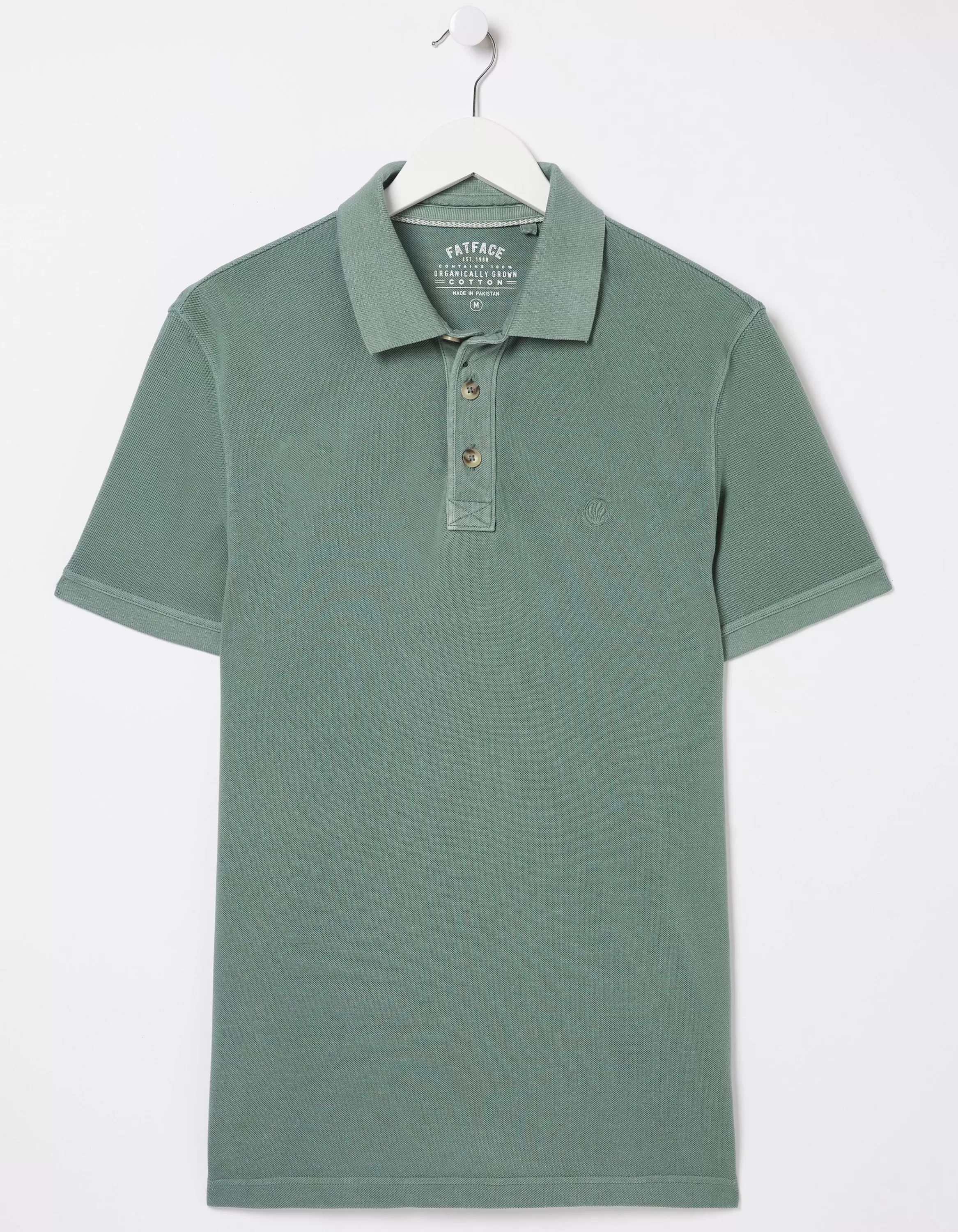 Discount FatFace Organic Cotton Pique Polo Green Haze