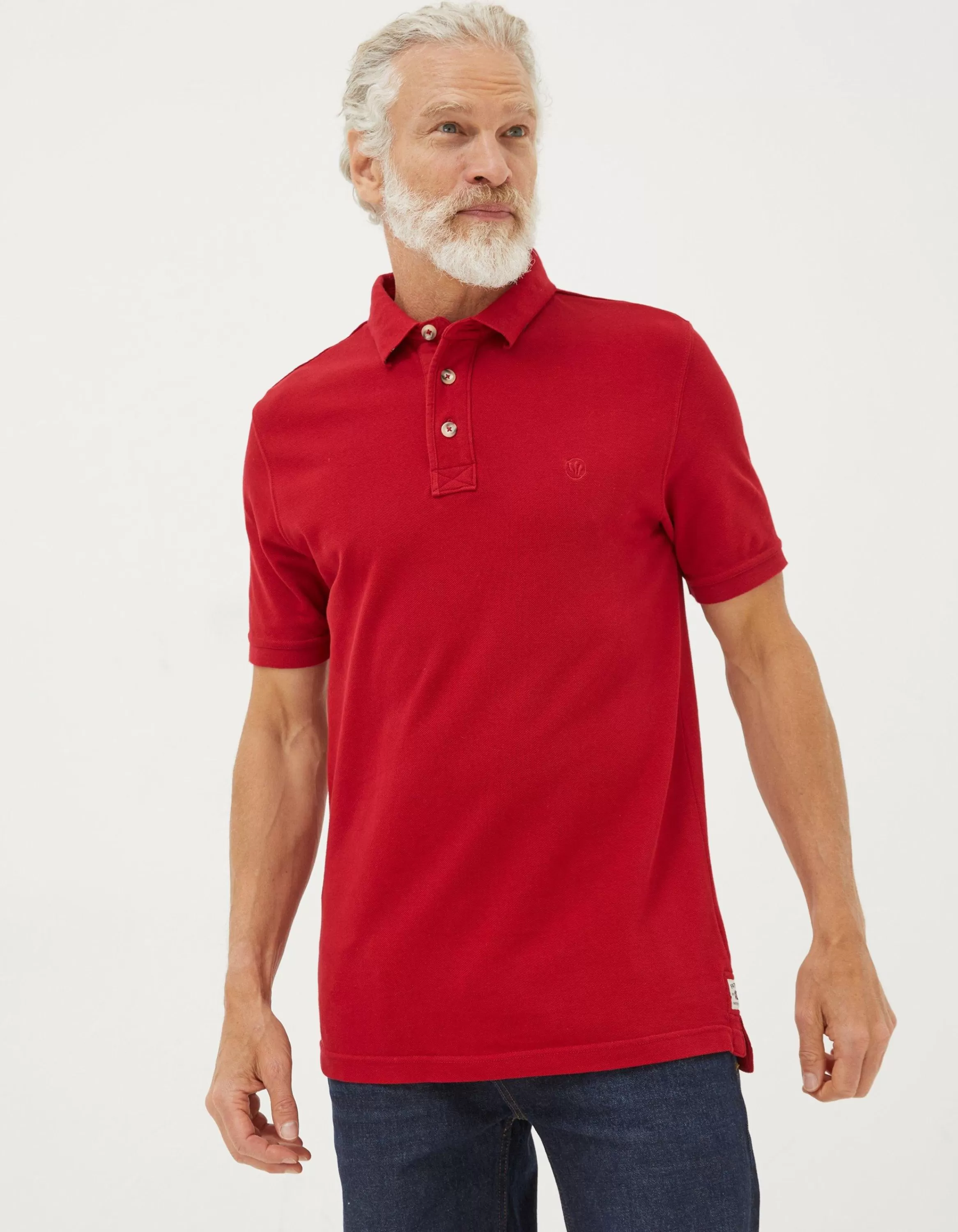 Sale FatFace Organic Cotton Pique Polo Bright Red