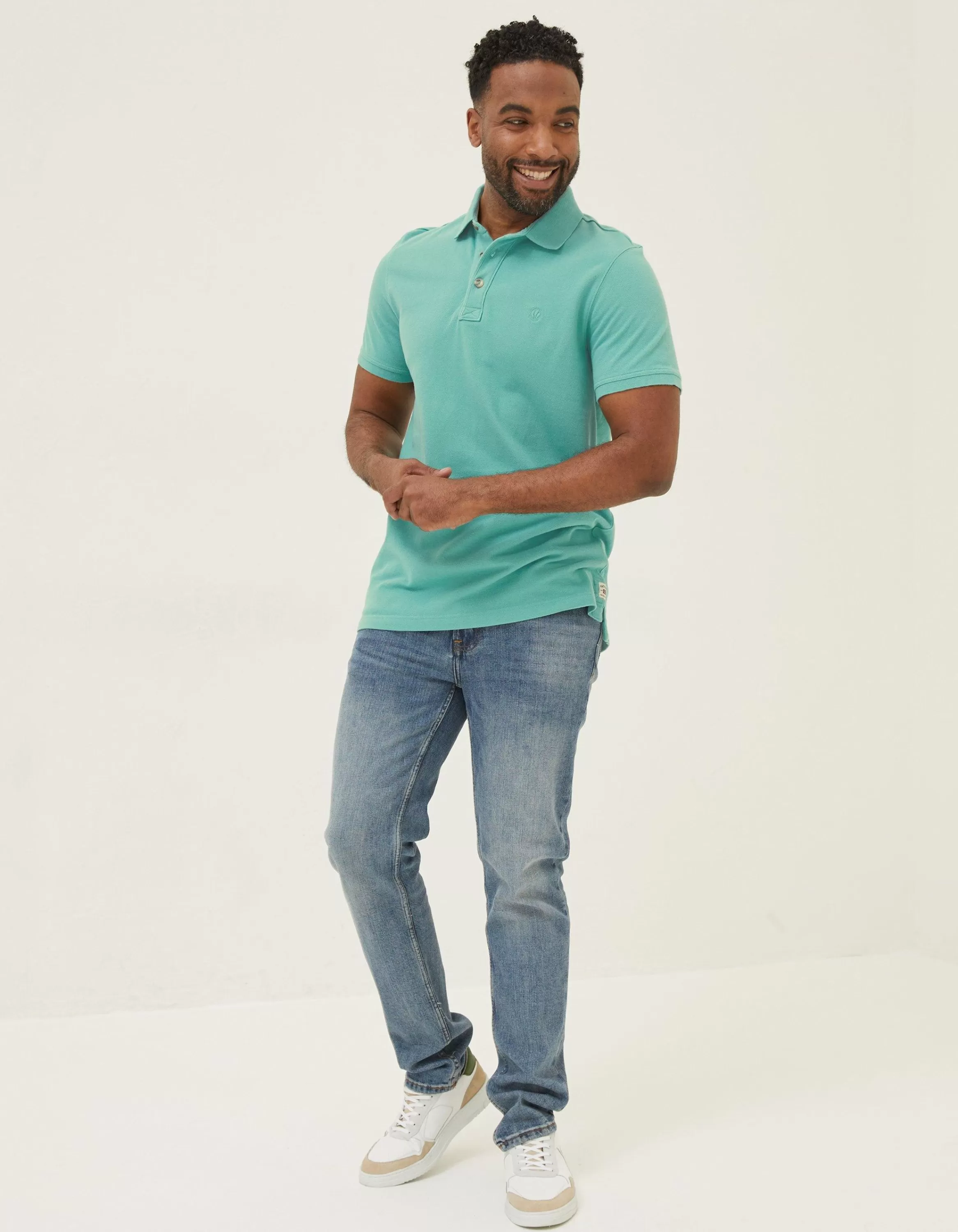 Best FatFace Organic Cotton Pique Polo Light Teal