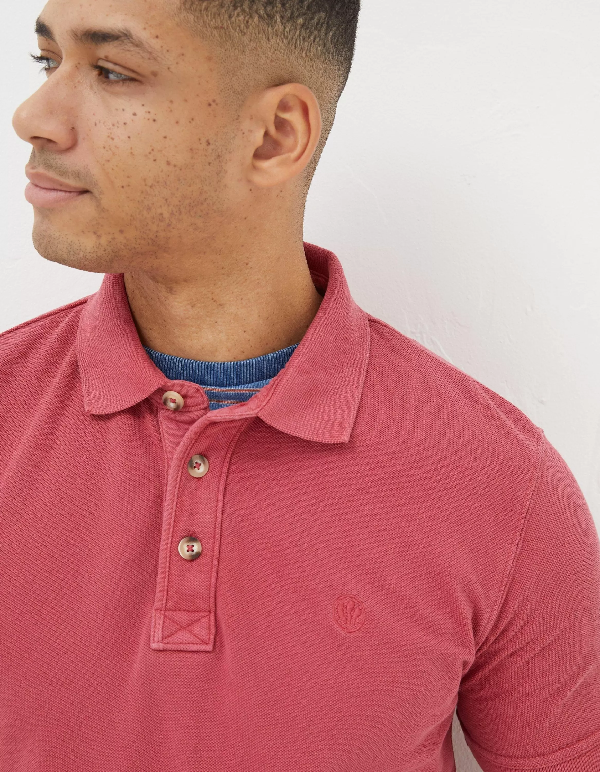 Hot FatFace Organic Cotton Pique Polo Pink