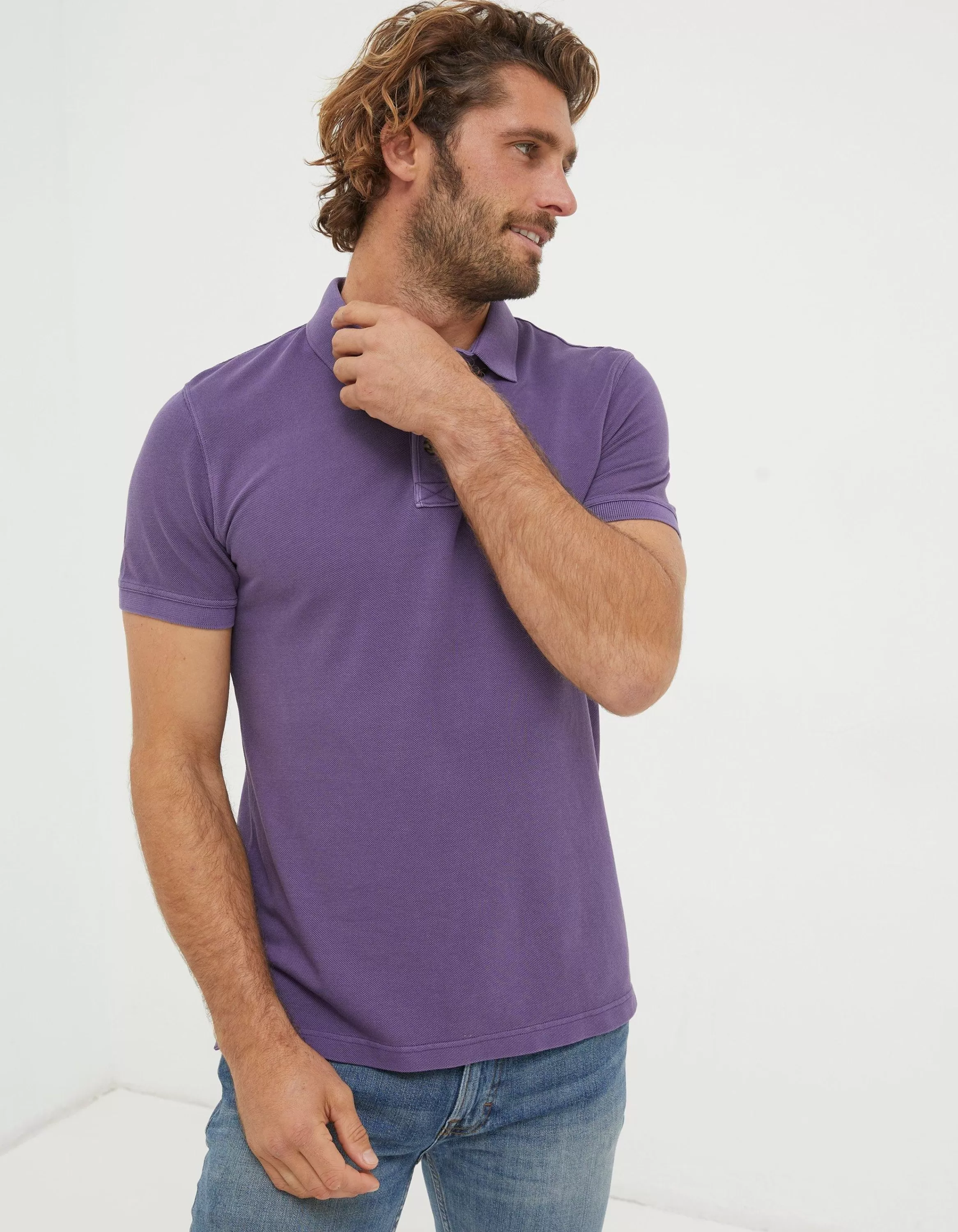 Store FatFace Organic Cotton Pique Polo Purple