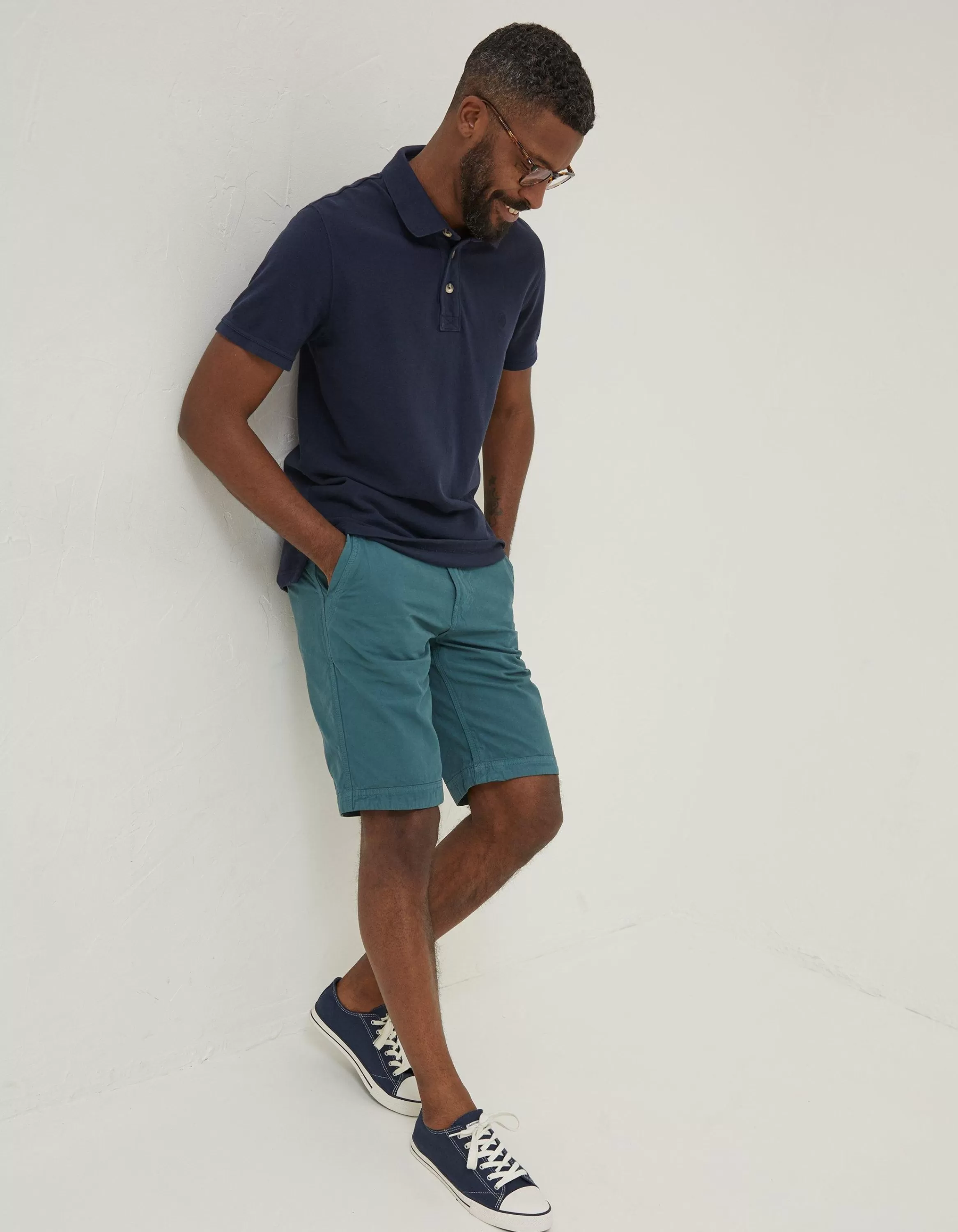 New FatFace Organic Cotton Pique Polo Navy