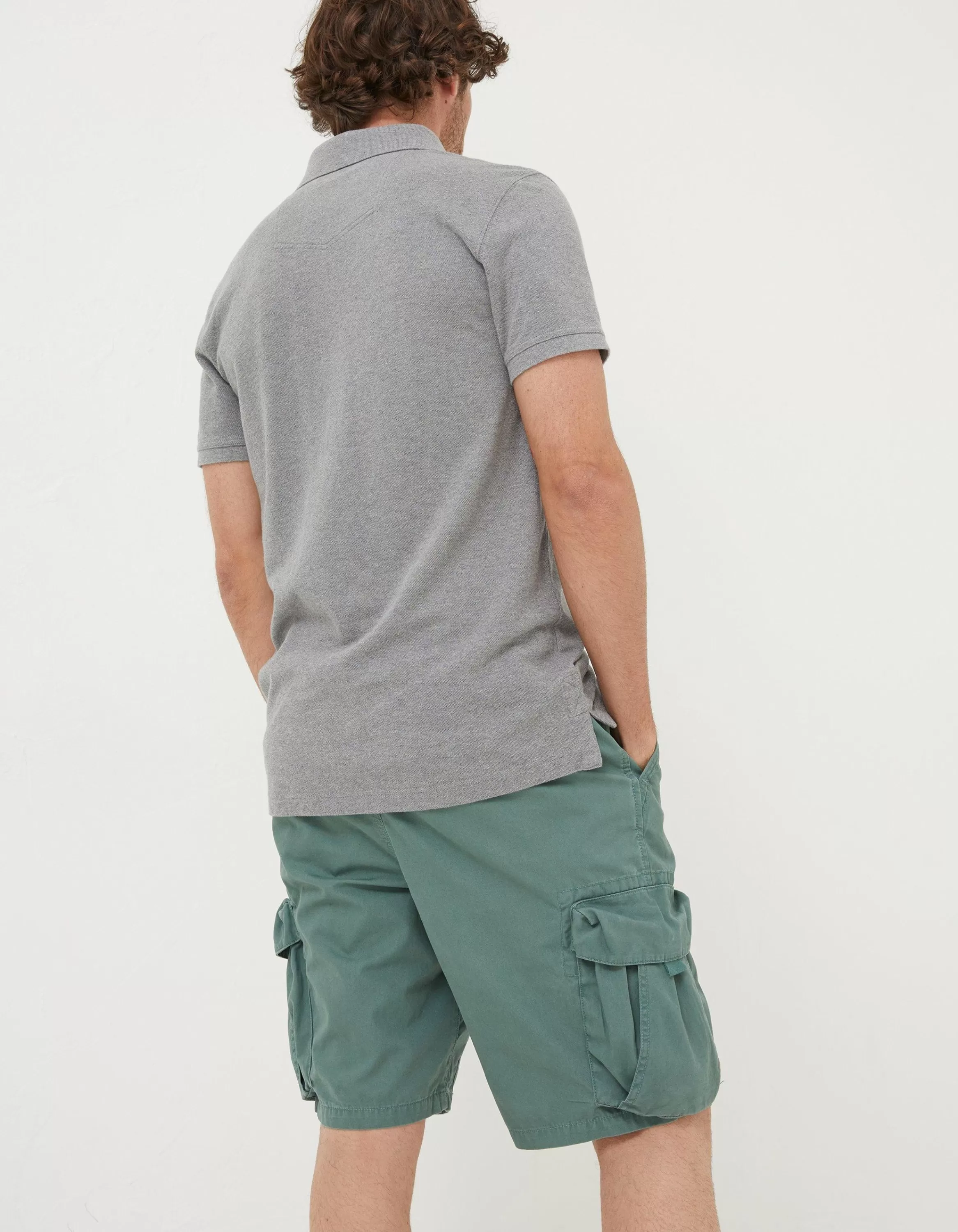 New FatFace Organic Cotton Pique Polo Light Grey