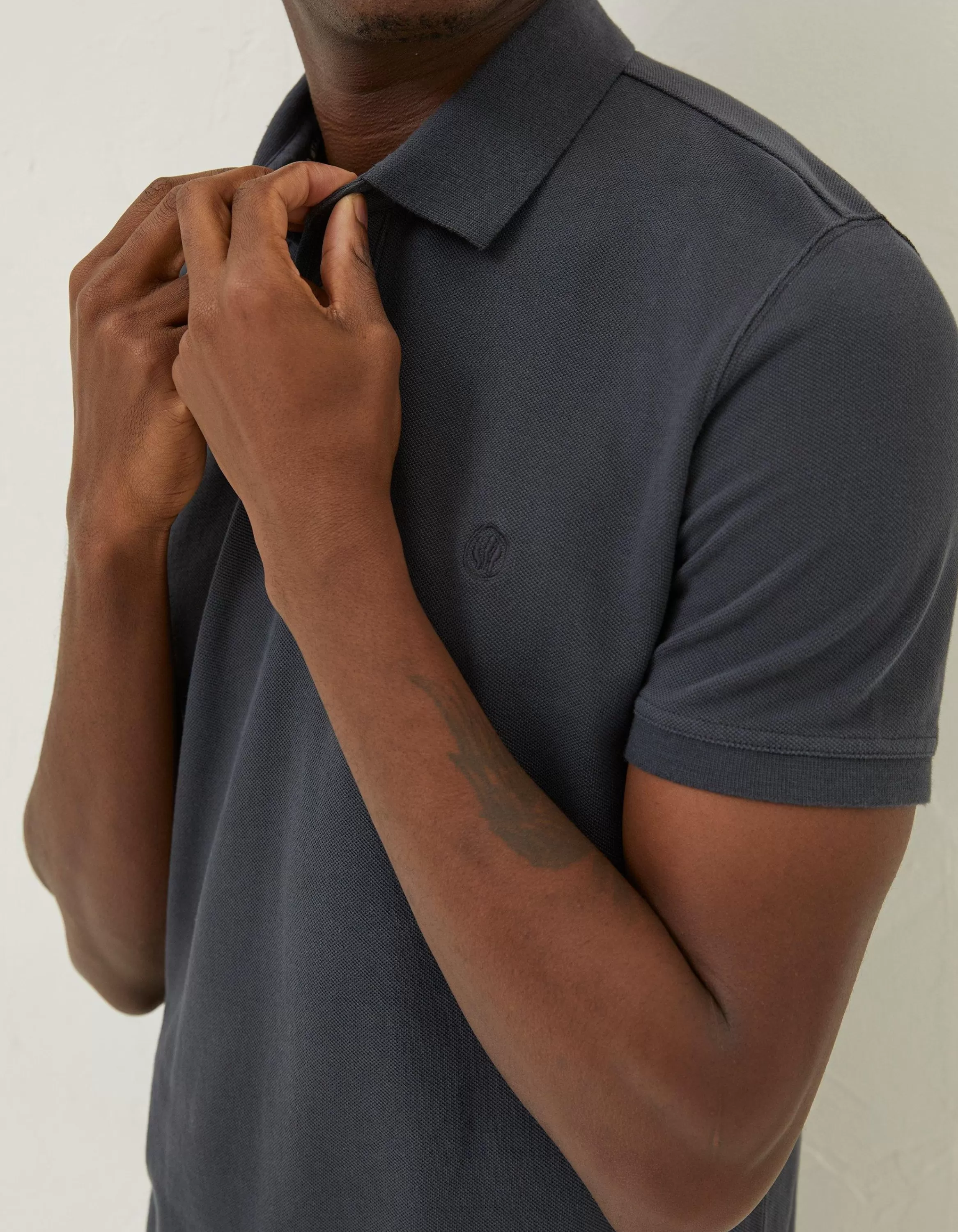 Best FatFace Organic Cotton Pique Polo Washed Black