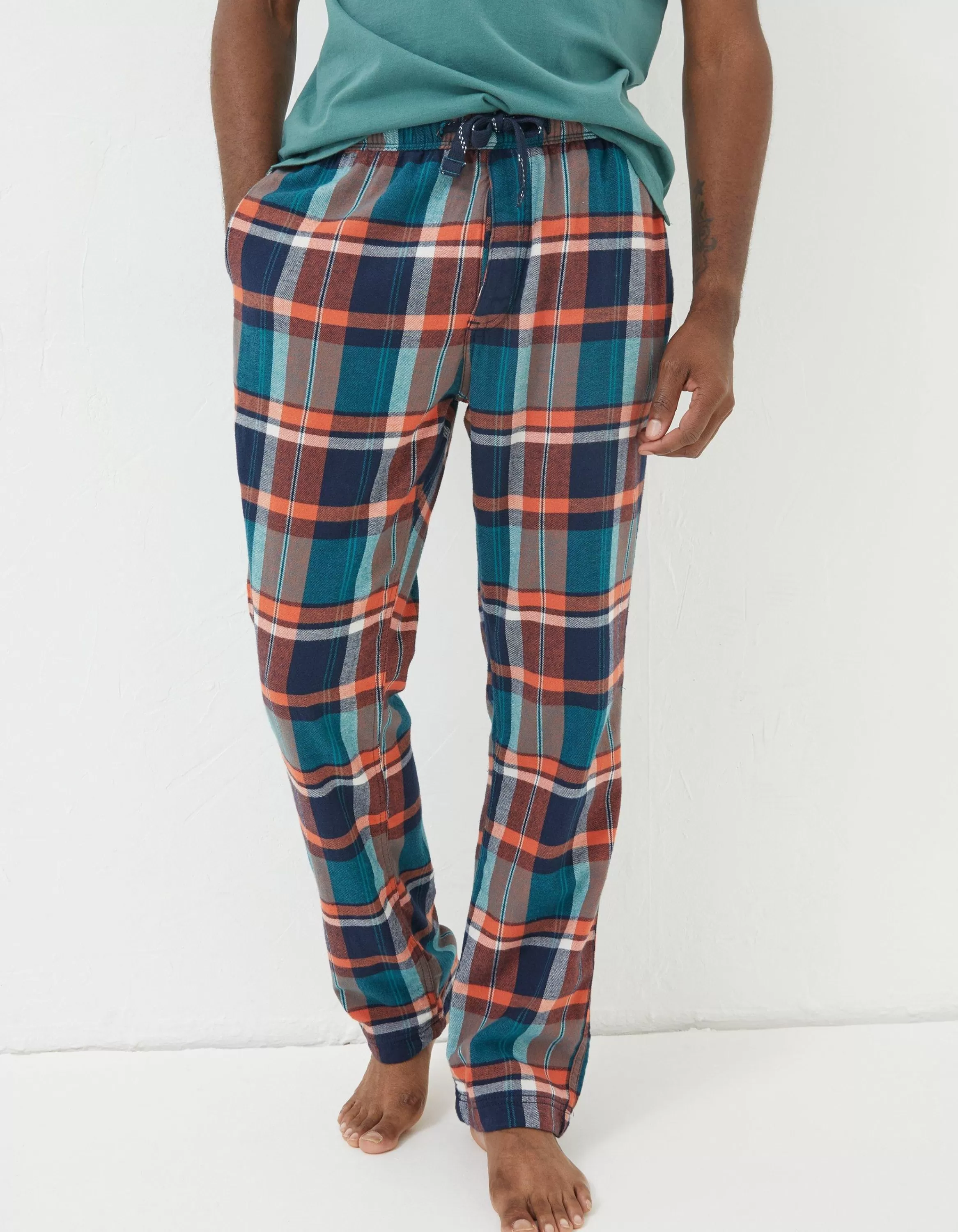 Sale FatFace Orkney Check Lightweight Pyjama Bottoms Jade Green