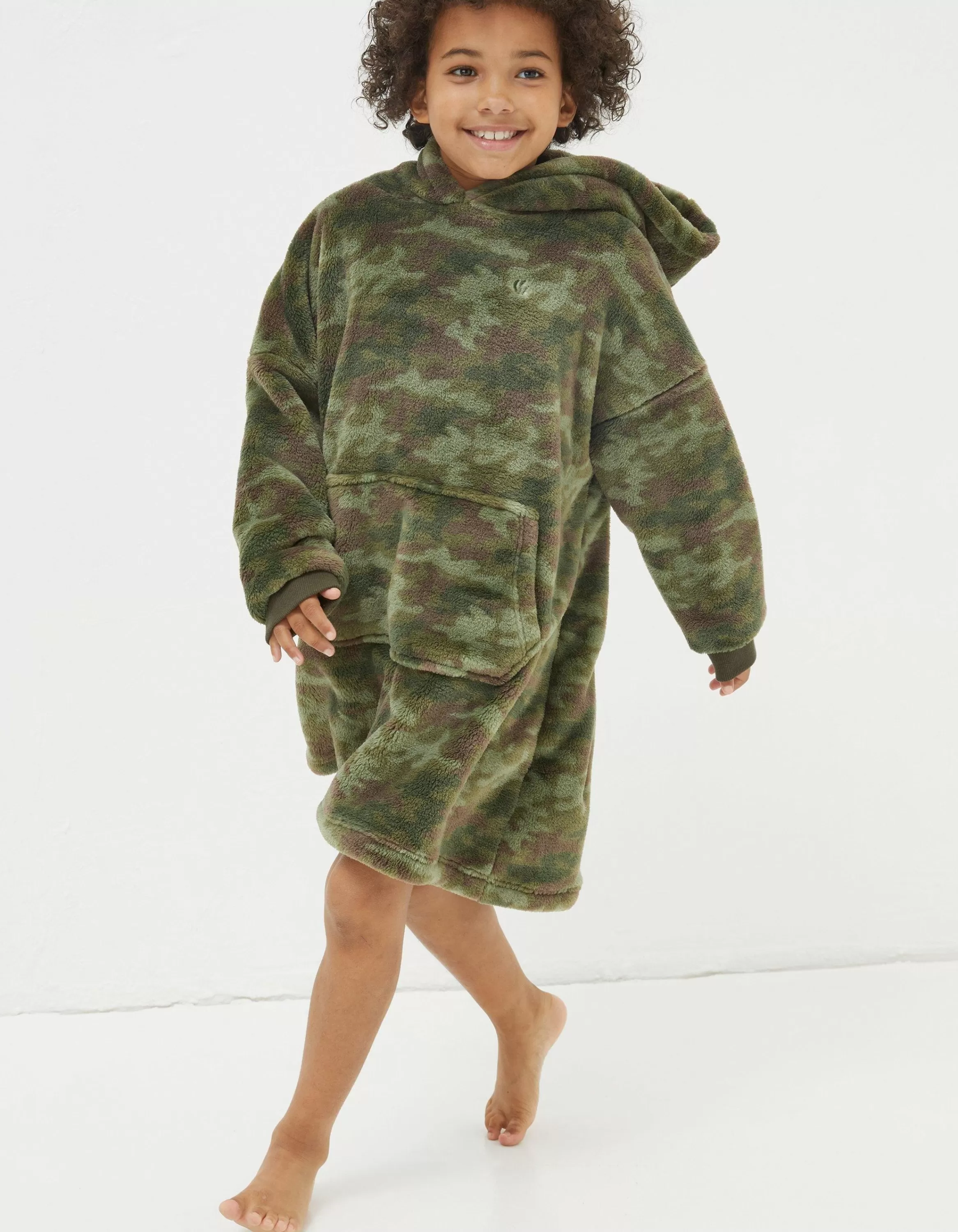 Flash Sale FatFace Oversized Camo Hoodie Khaki Green