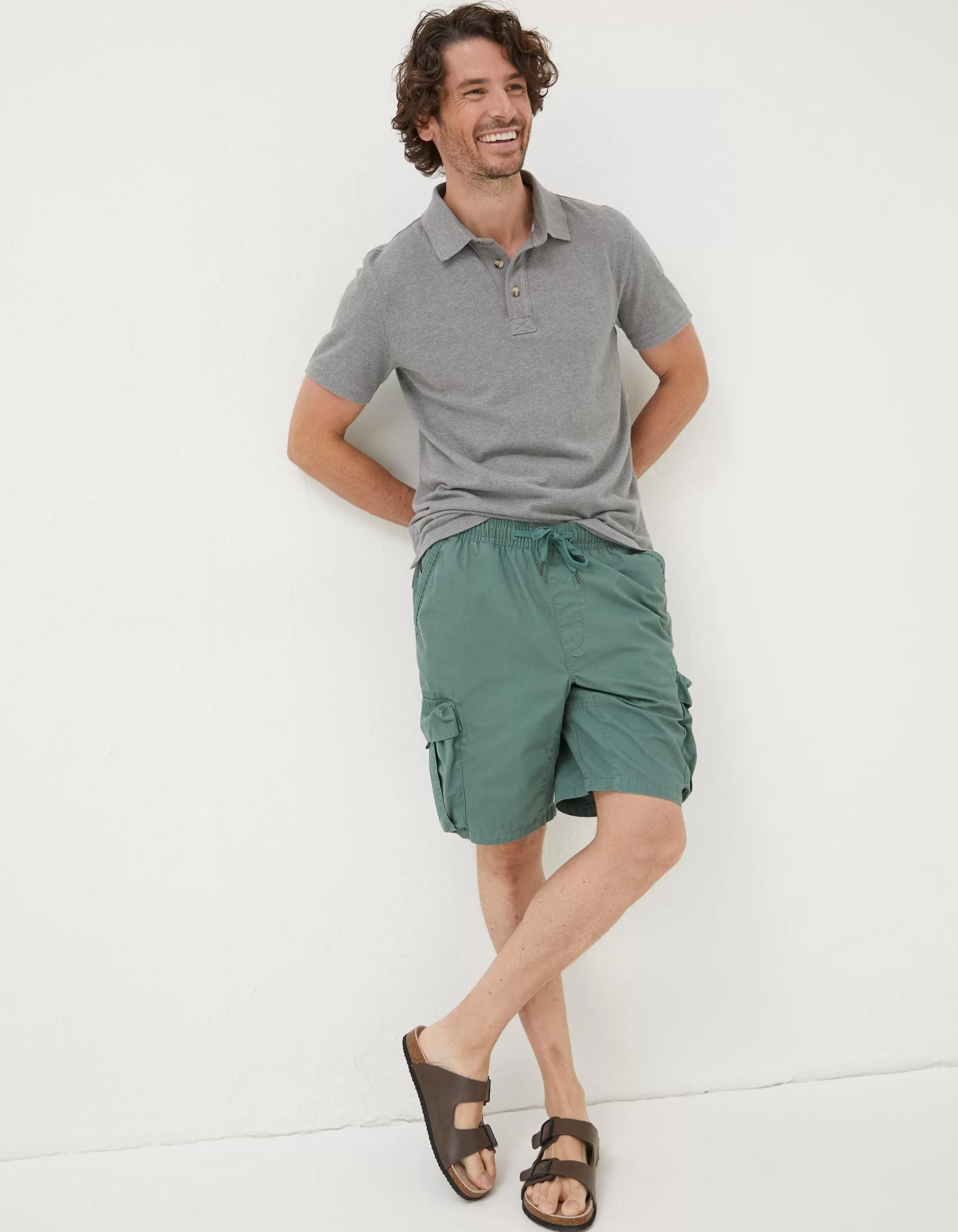 Clearance FatFace Padstow Pull On Cargo Shorts Dusky Green