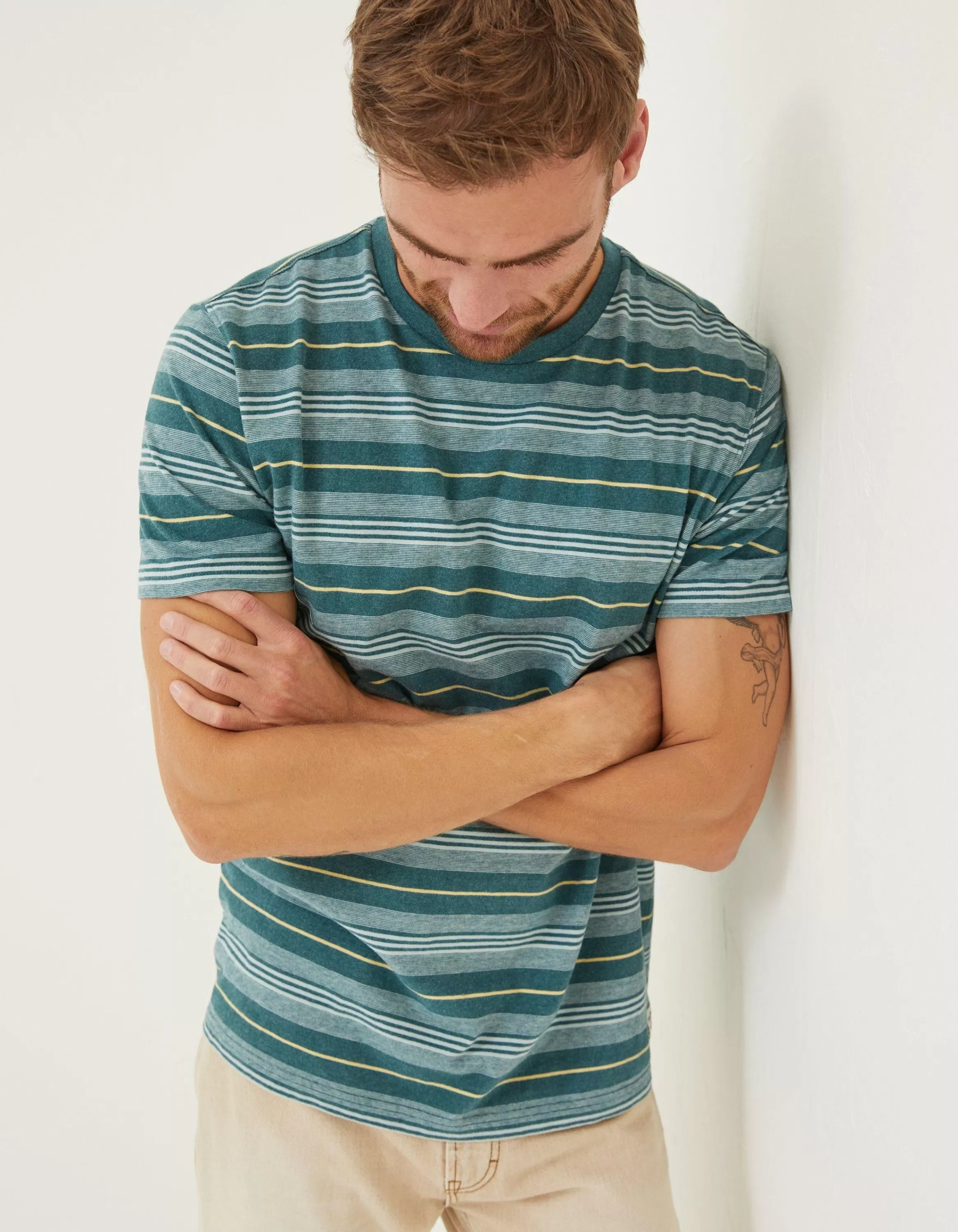 Online FatFace Padstow Stripe T-Shirt Teal Green