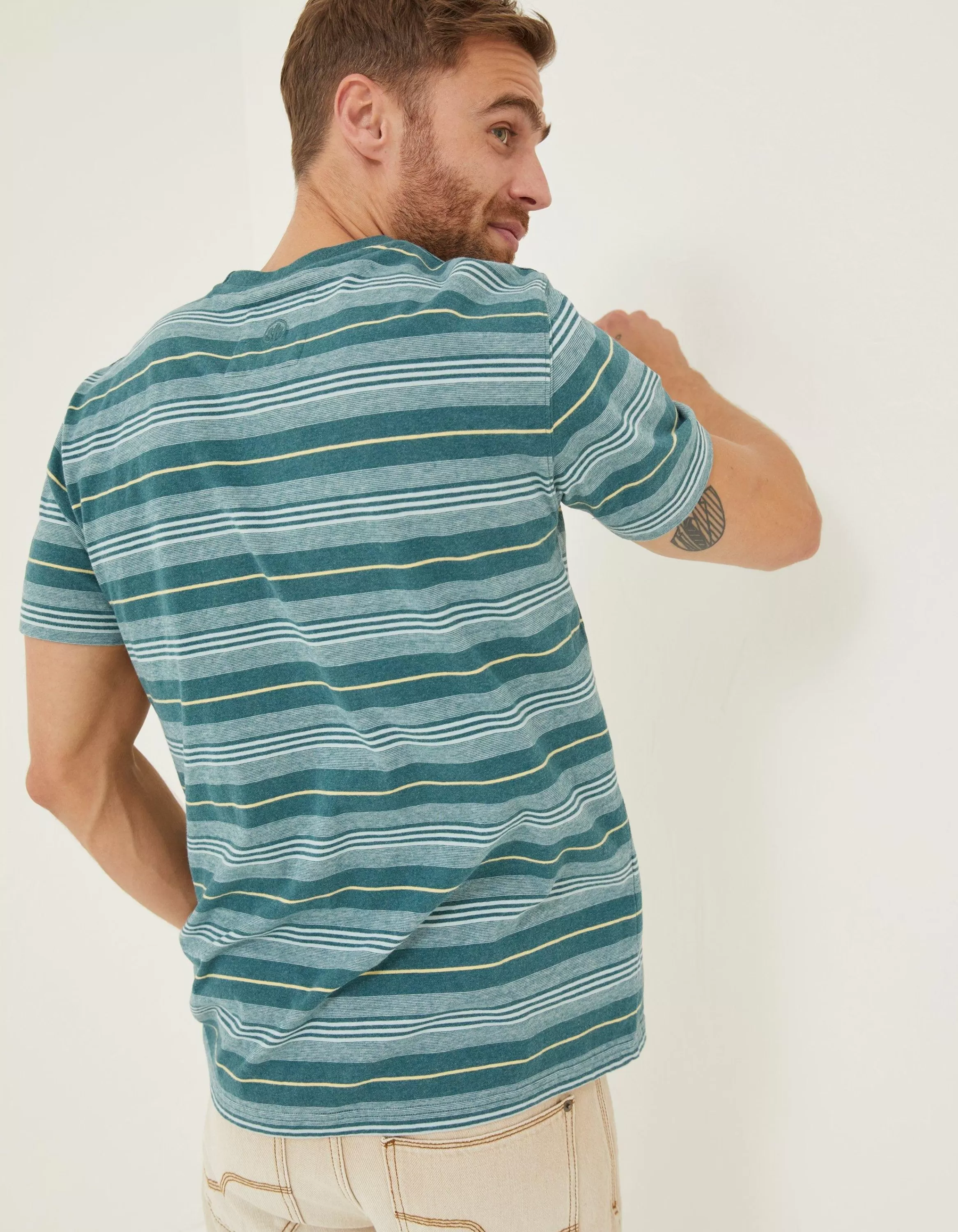 Online FatFace Padstow Stripe T-Shirt Teal Green