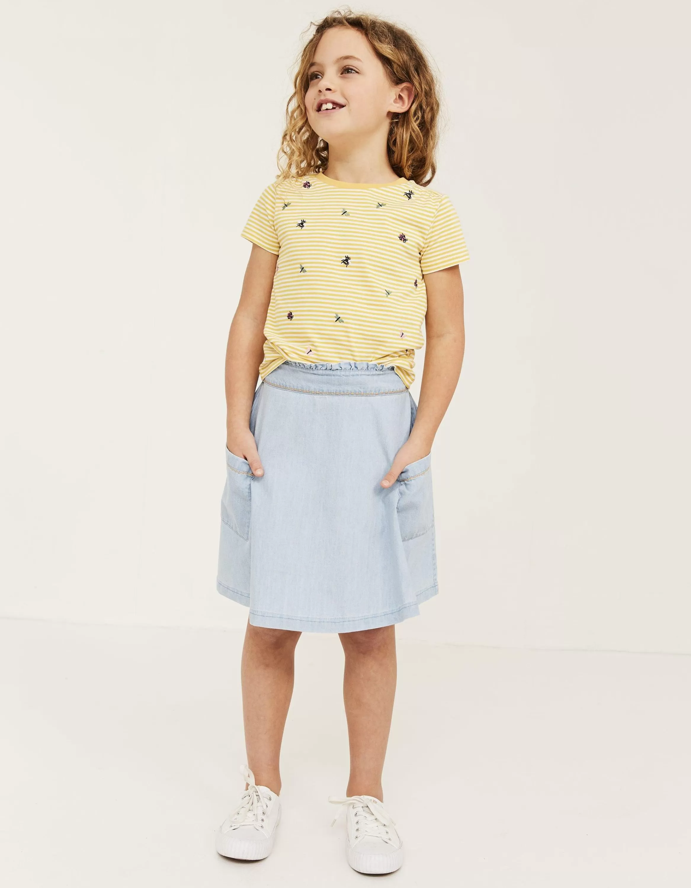 Hot FatFace Patch Pocket Skirt Chambray