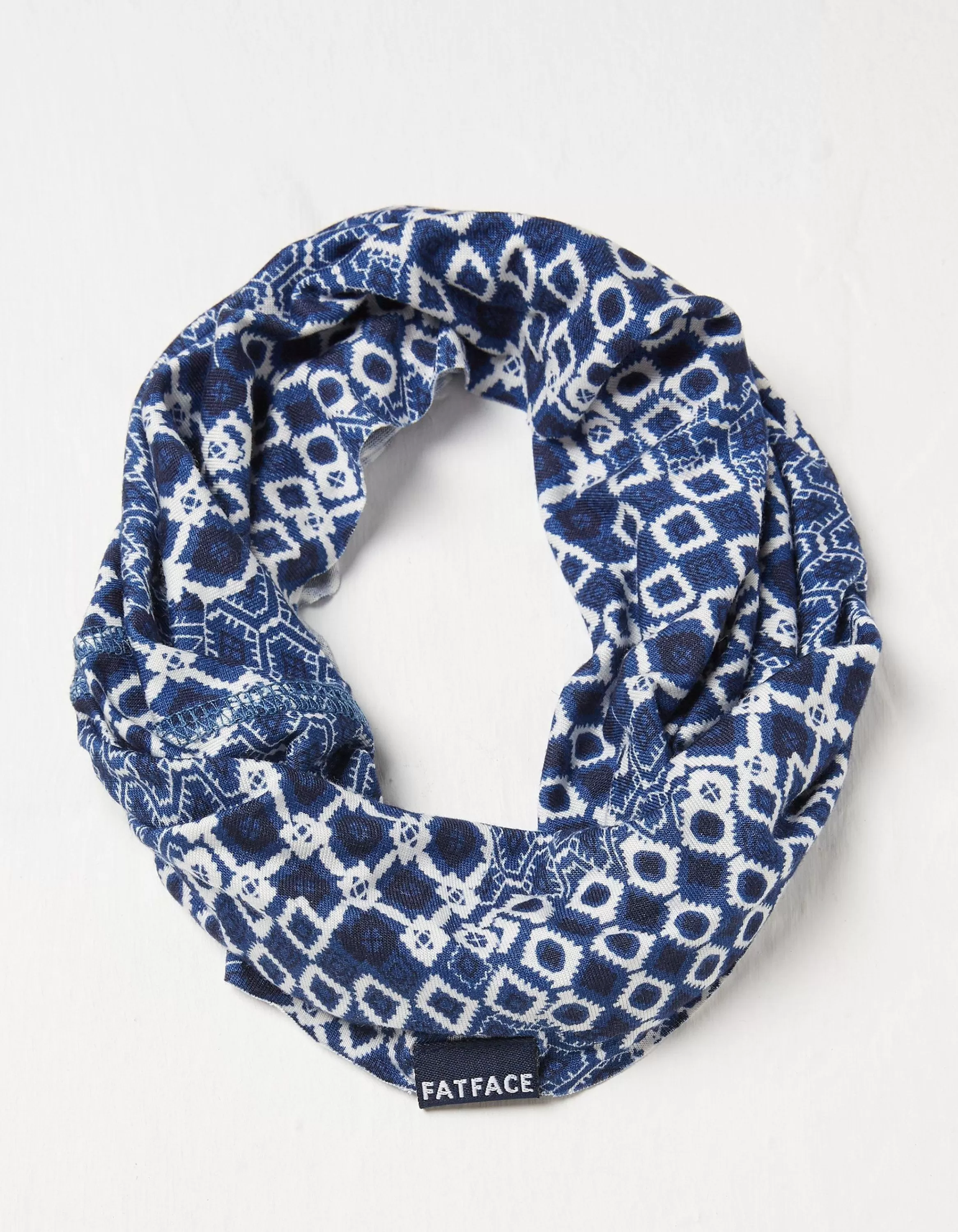 New FatFace Patchwork Geo Multi Snood Navy