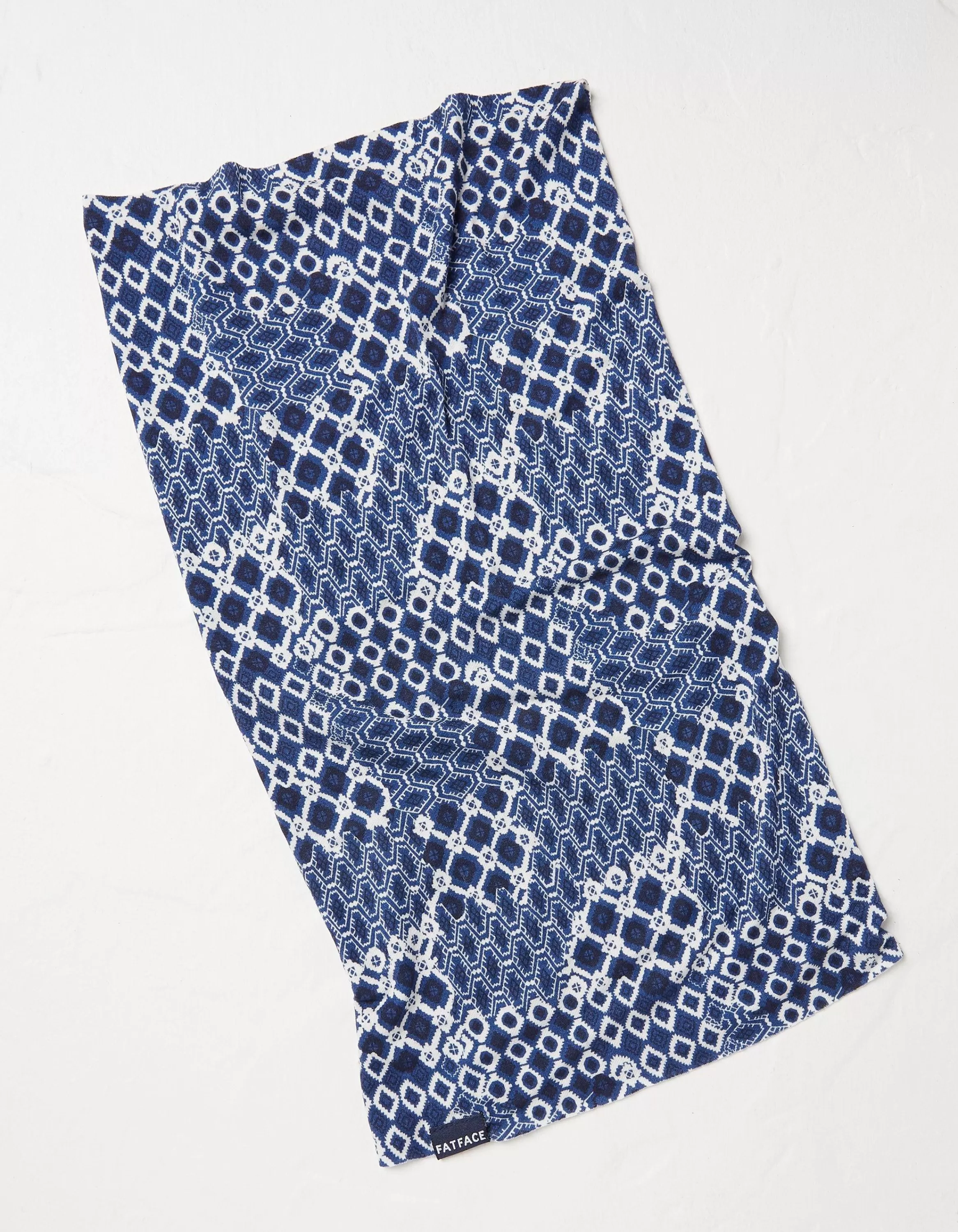 New FatFace Patchwork Geo Multi Snood Navy