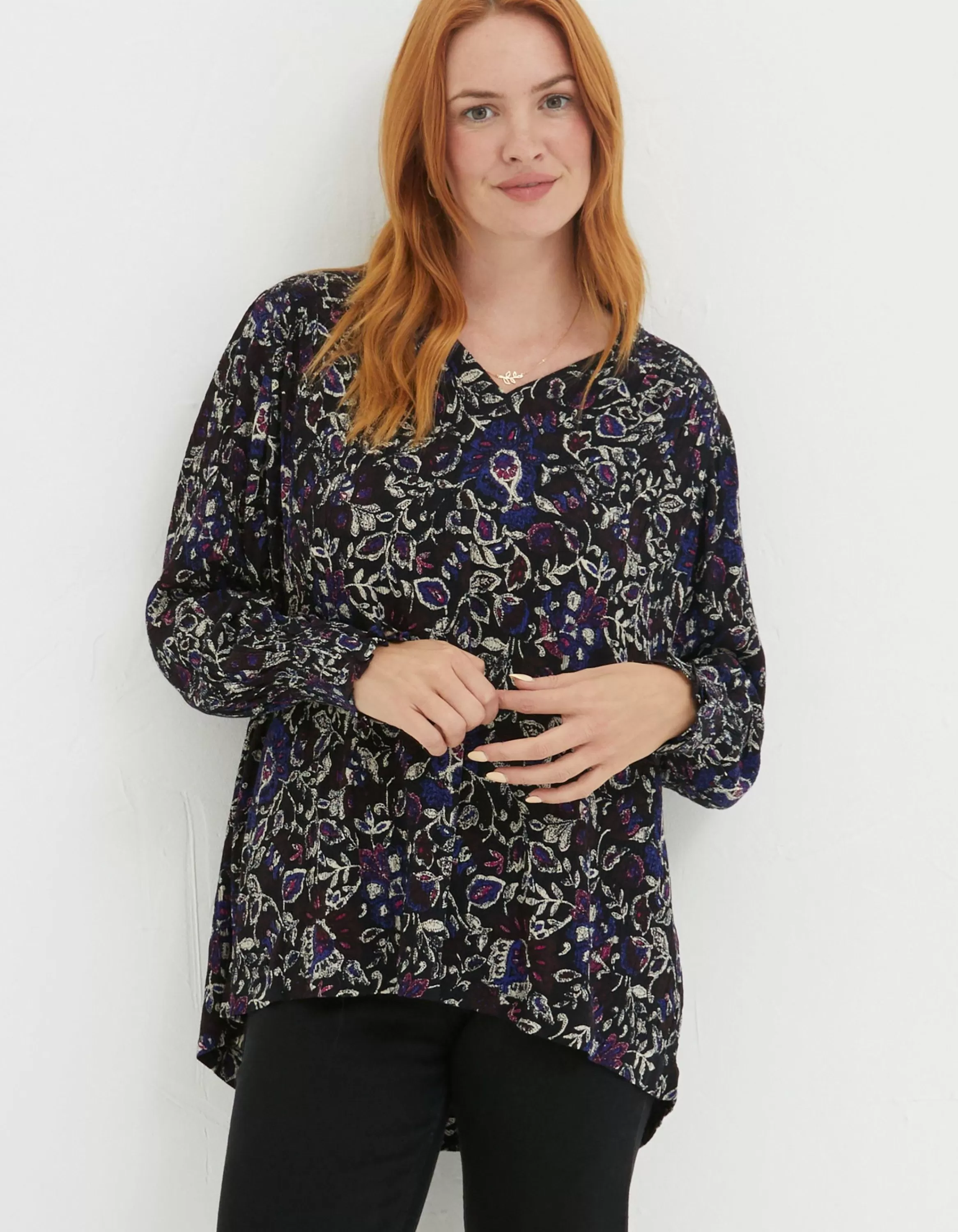 Clearance FatFace Patsy Inspirit Floral Tunic Black