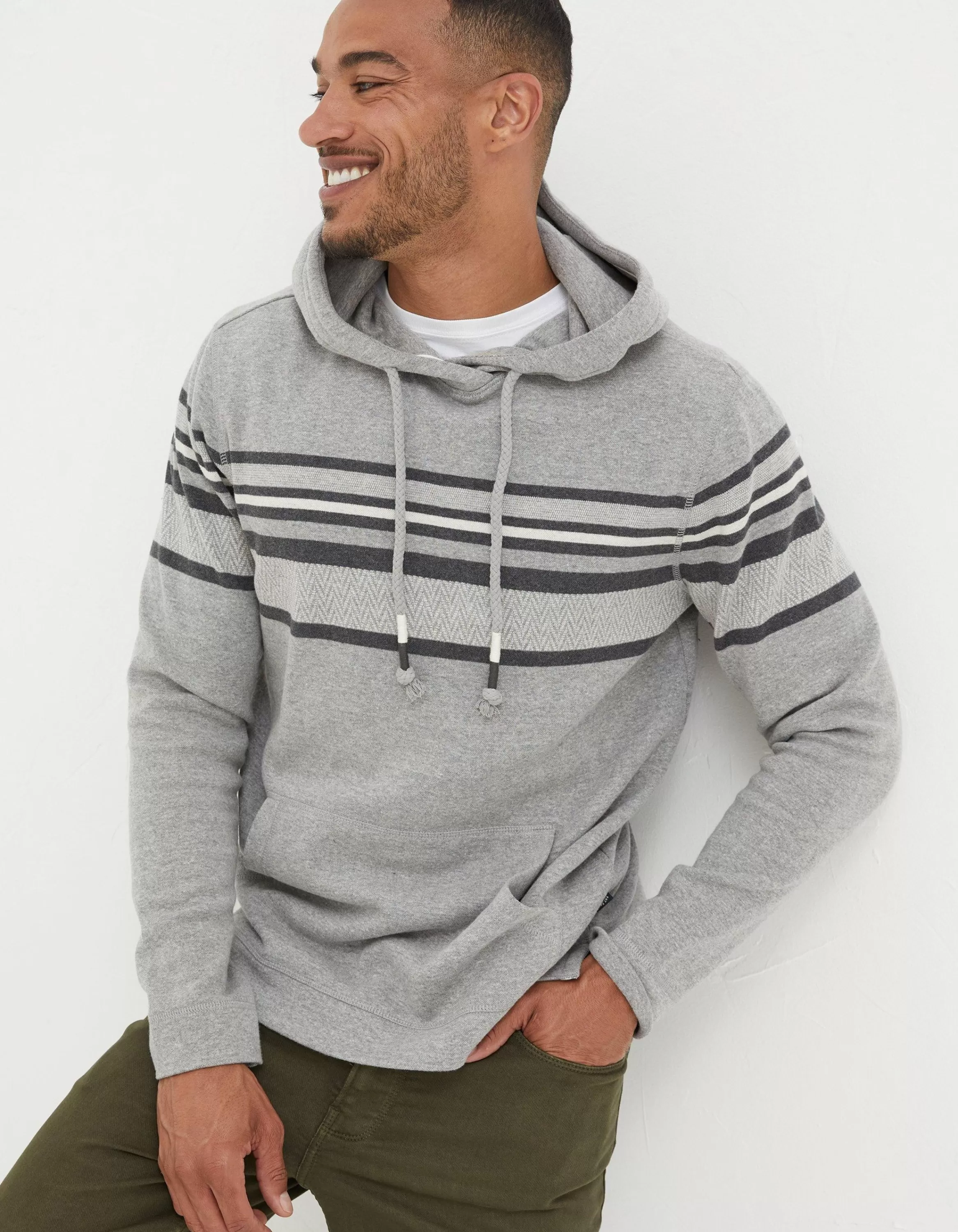 Best FatFace Pattern Hoodie Grey