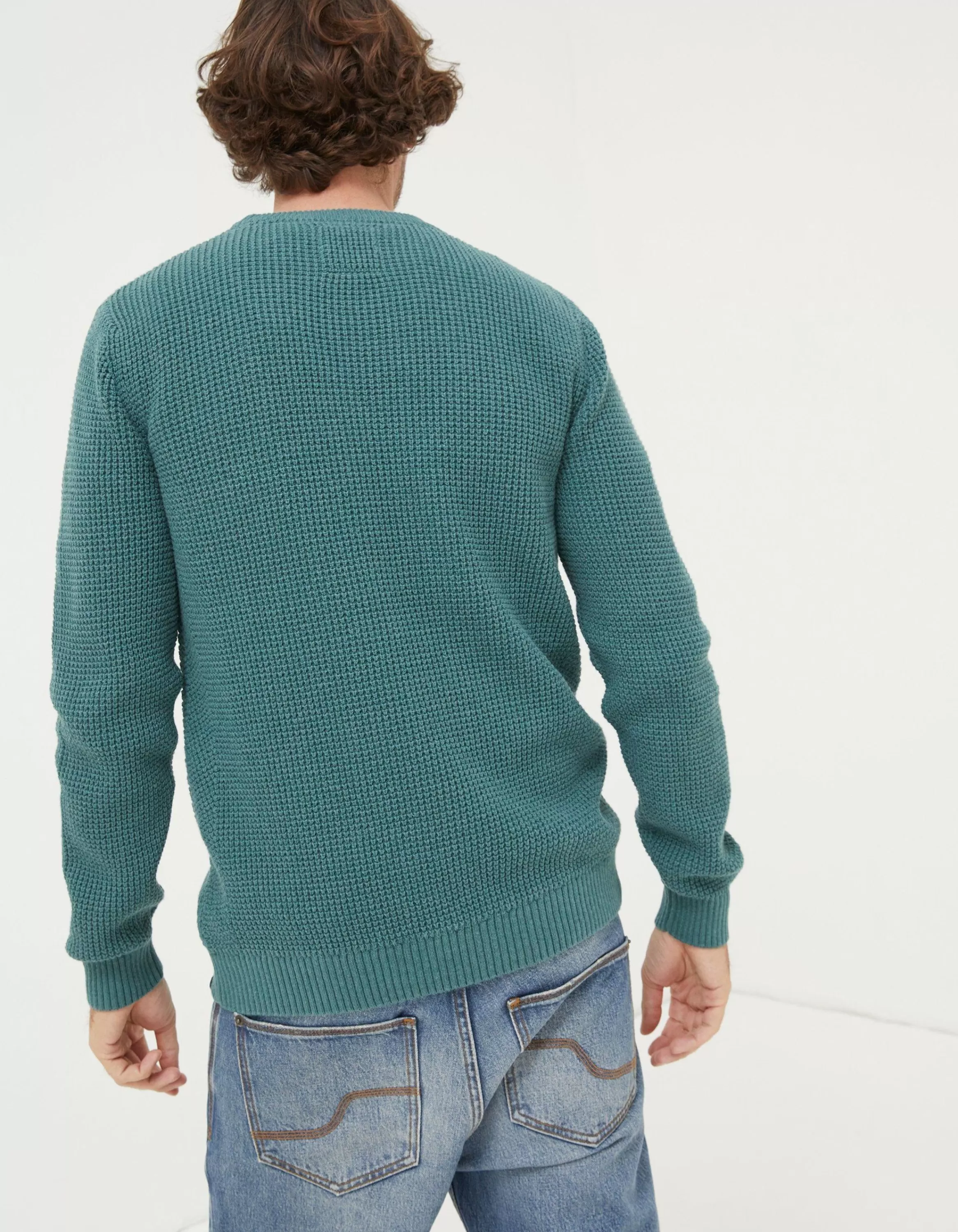 Best Sale FatFace Pembrey Cotton Crew Neck Jumper Teal Green