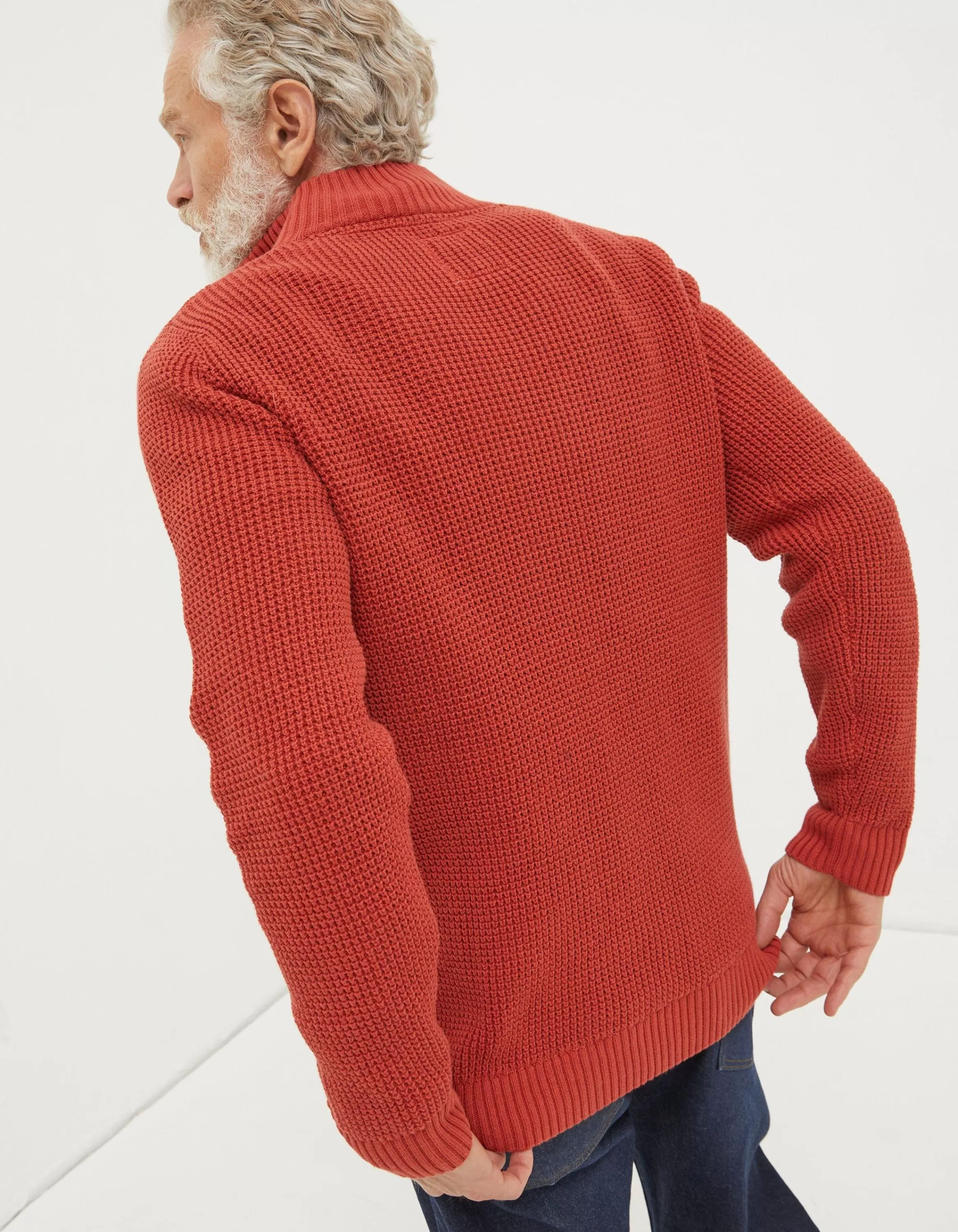 Cheap FatFace Pembrey Cotton Half Neck Jumper Washed Red