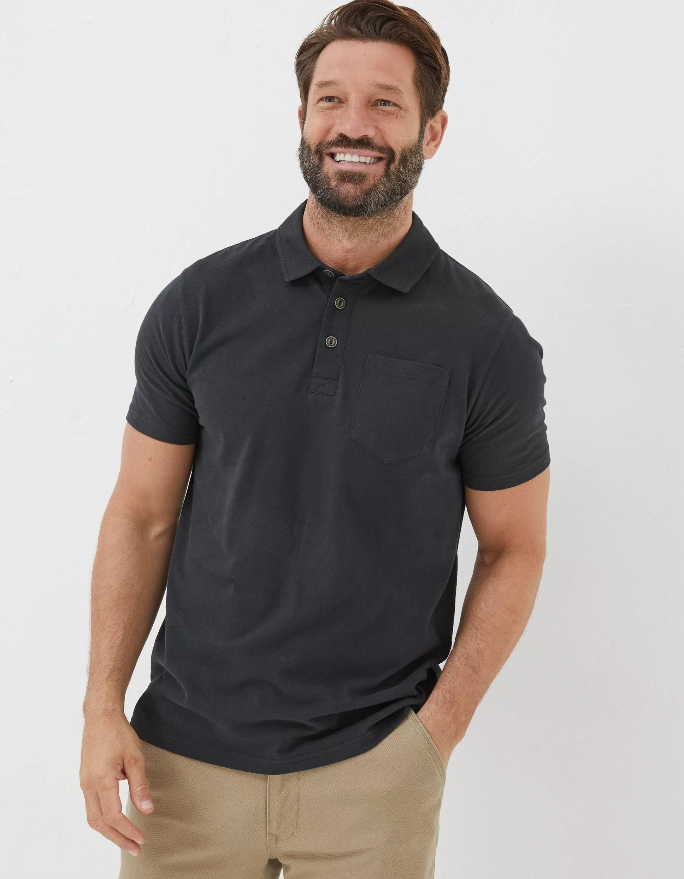 Online FatFace Perranporth Polo Washed Black