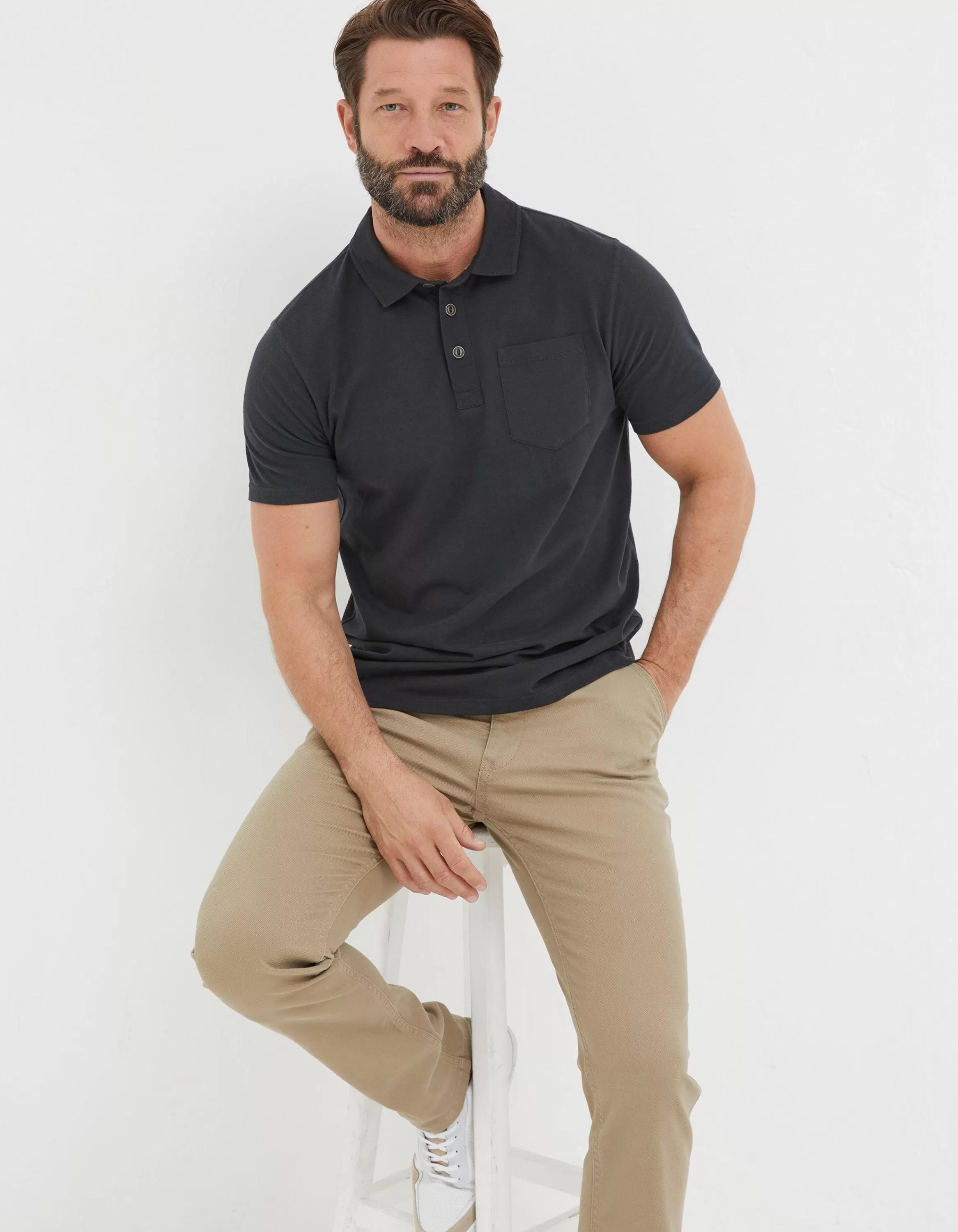 Online FatFace Perranporth Polo Washed Black