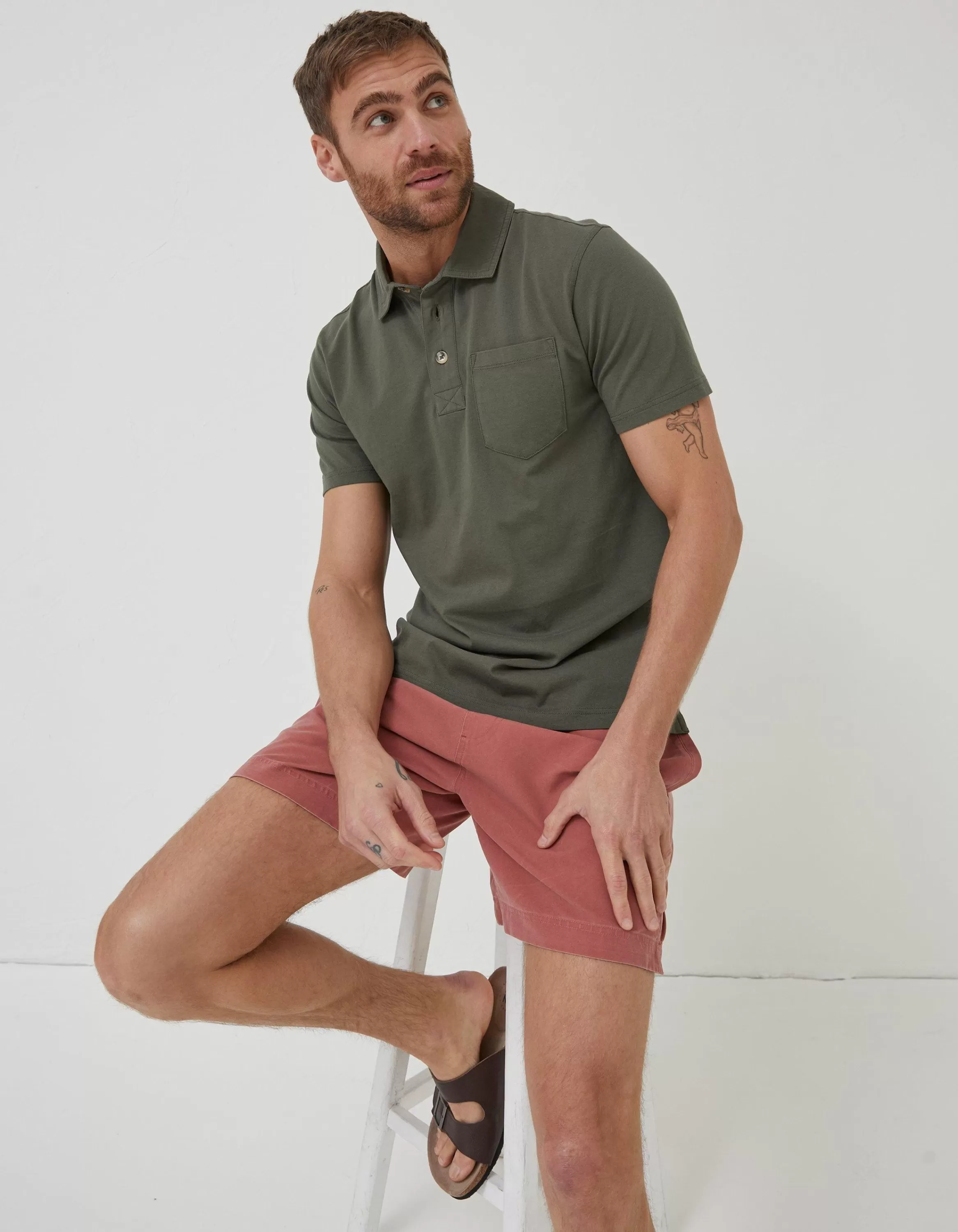 Discount FatFace Perranporth Polo Khaki Green