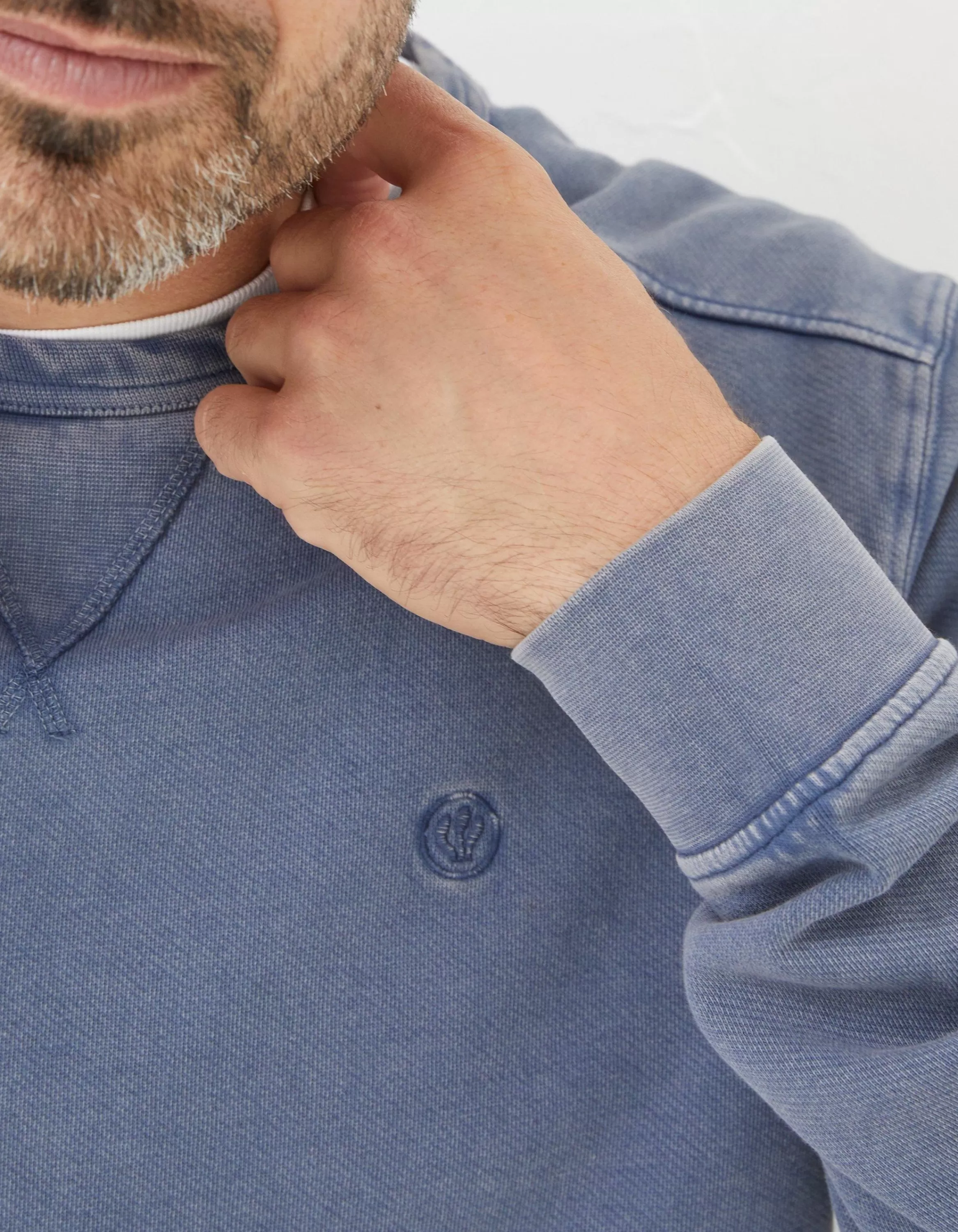 Cheap FatFace Petersfield Crew Neck Sweatshirt Dusky Blue