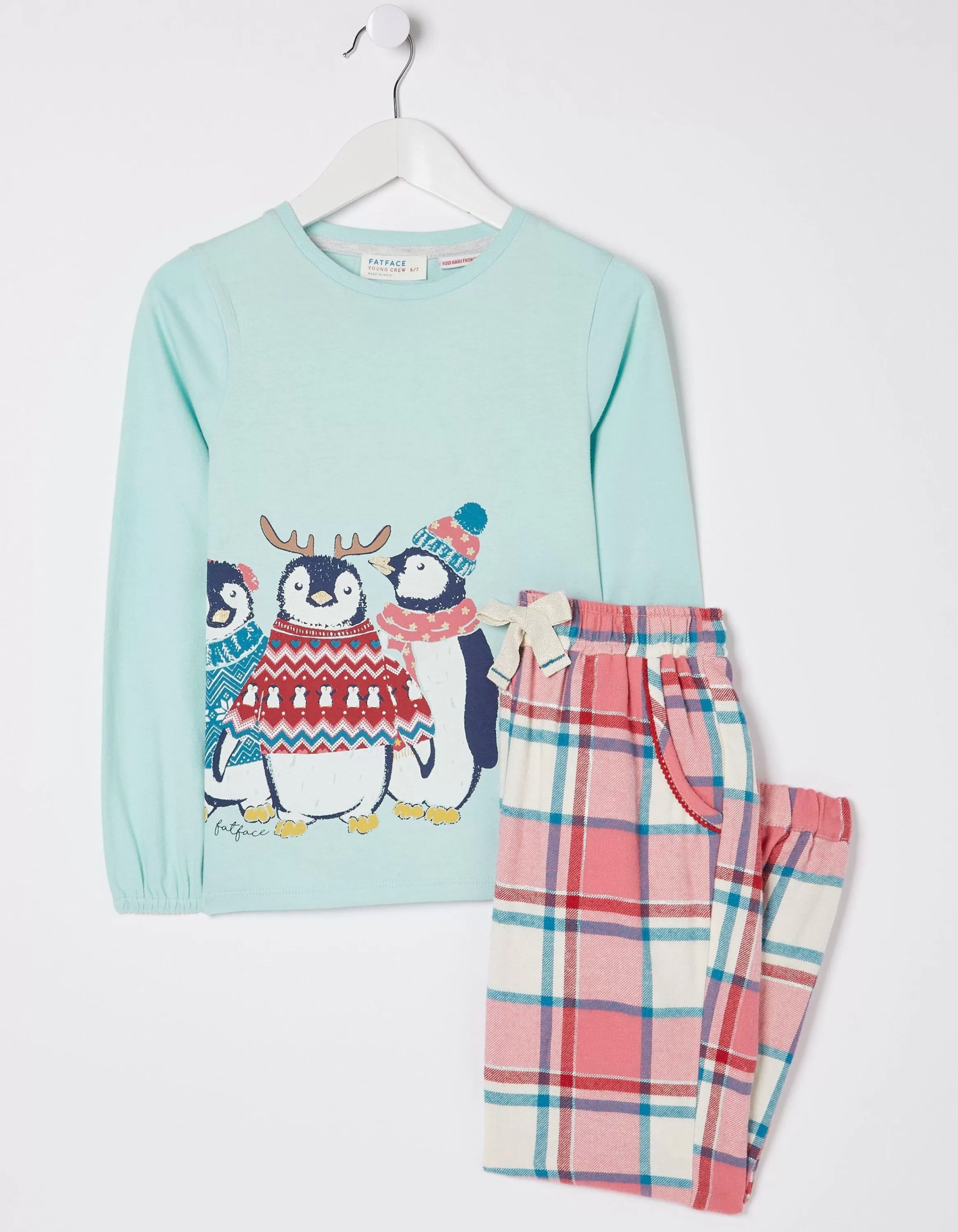 Shop FatFace Pippa Penguin Check Pyjama Set Multi