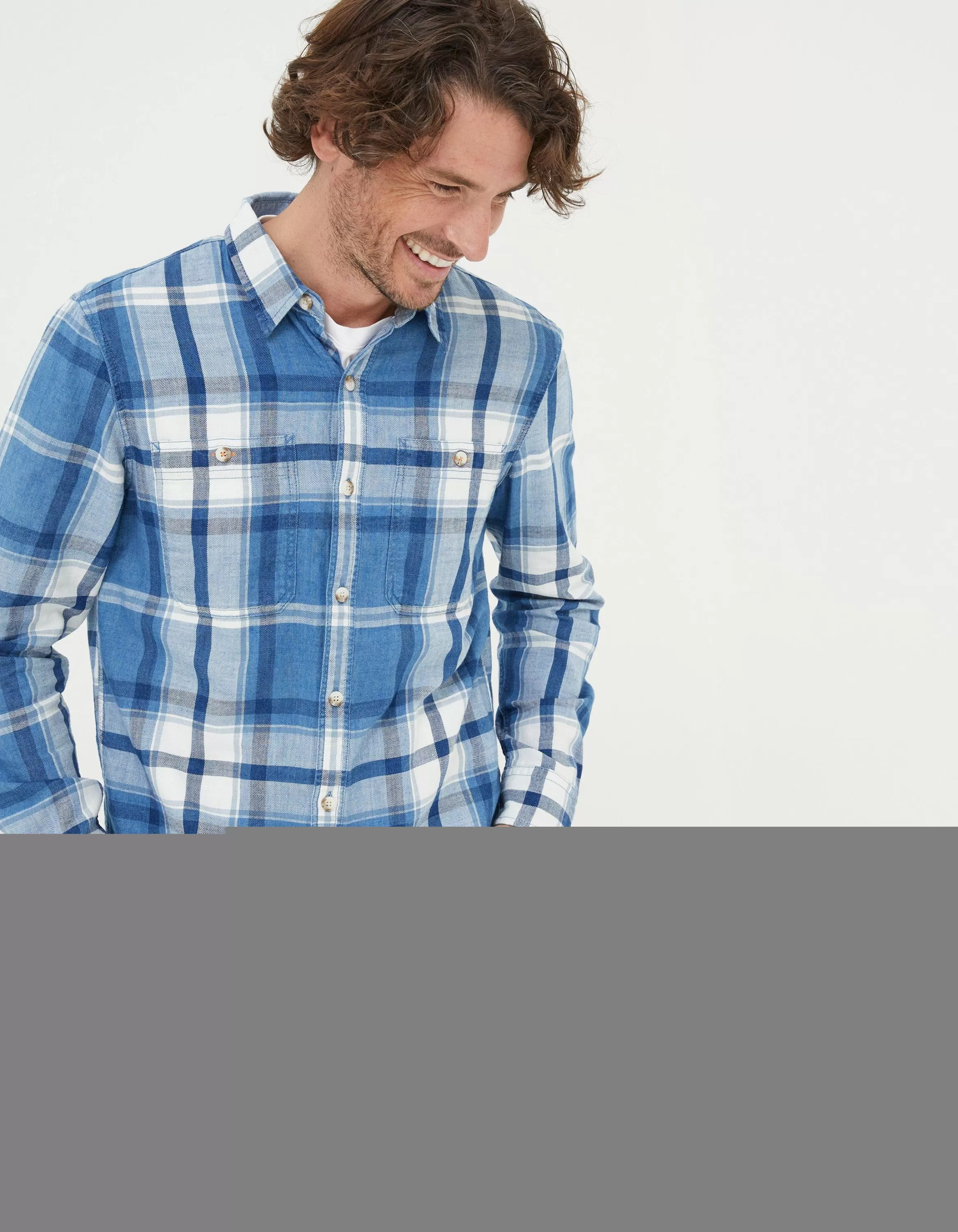 Best Sale FatFace Plastow Check Shirt Blue