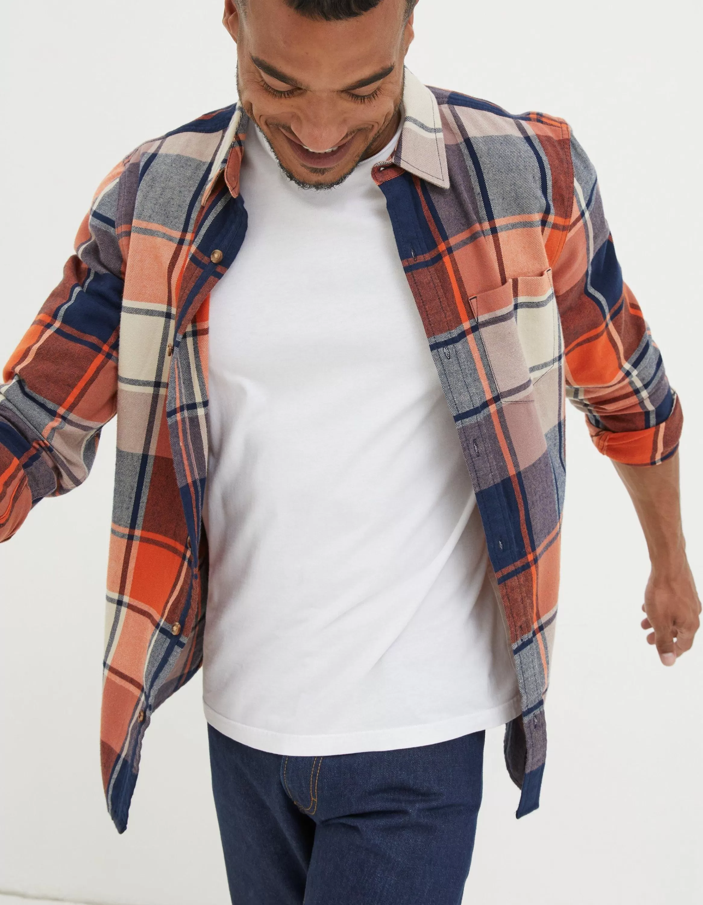 Online FatFace Poole Check Shirt Orange