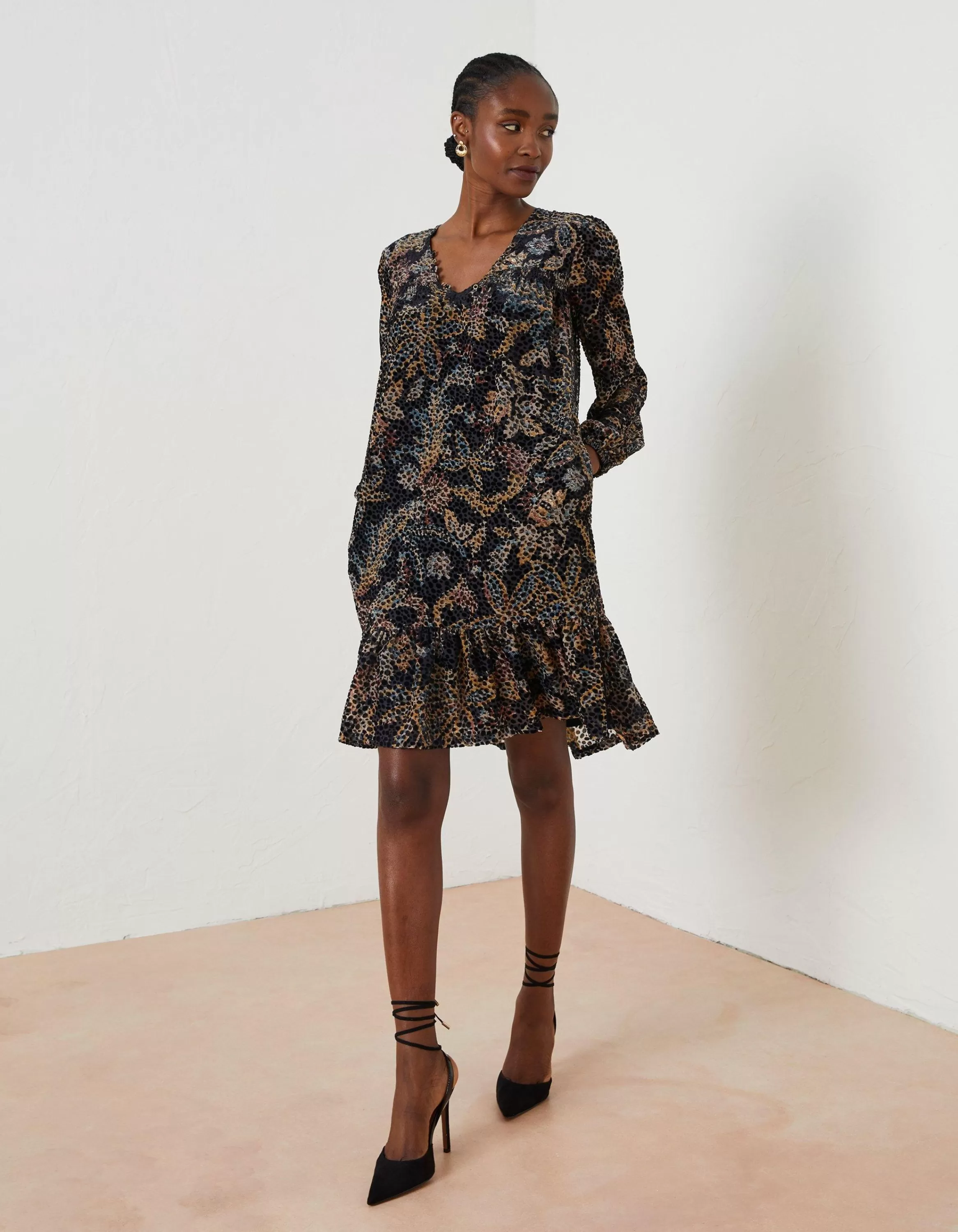 Clearance FatFace Poplar Floral Devore Dress Multi