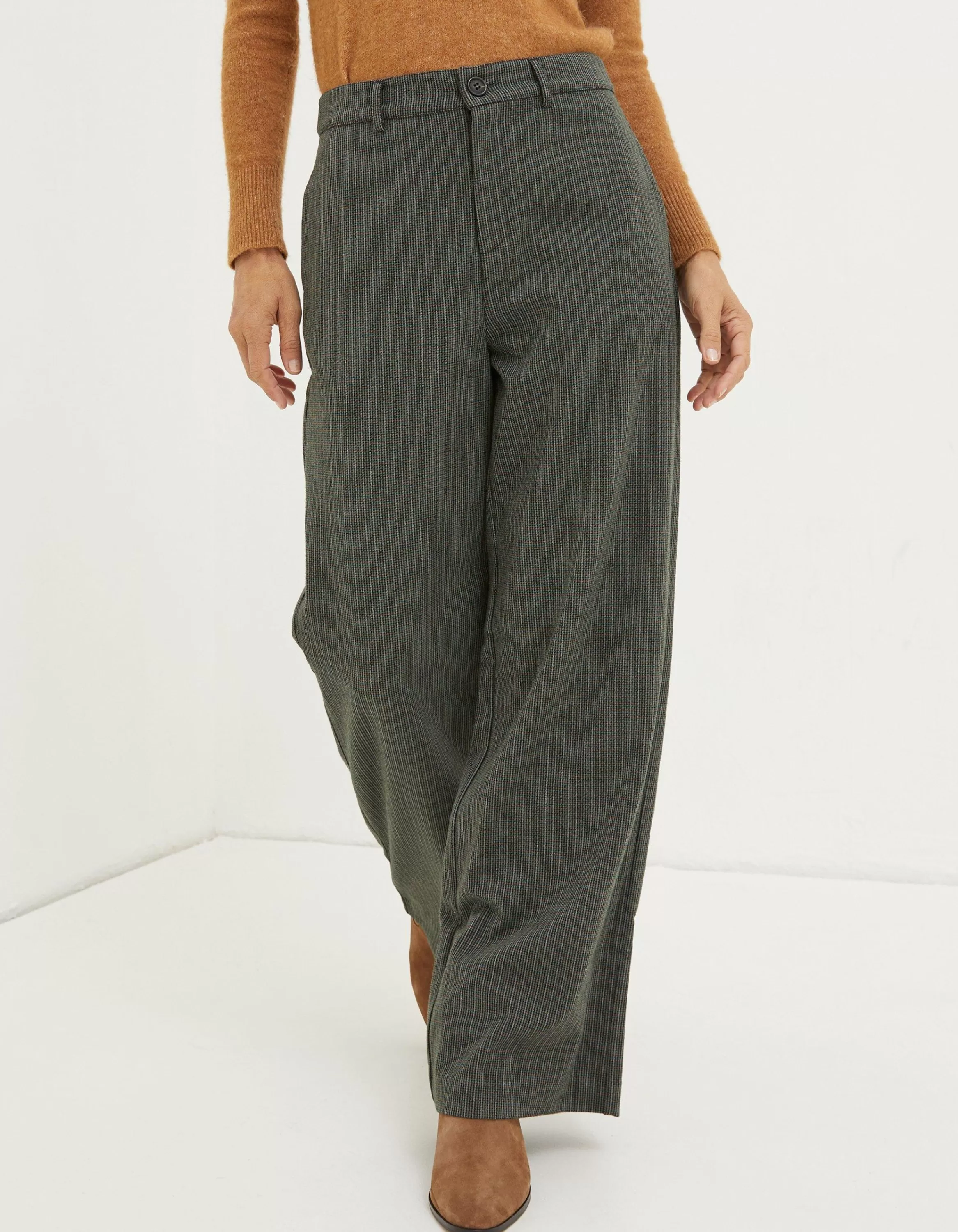 Best FatFace Presley Mini Check Trouser Charcoal Grey