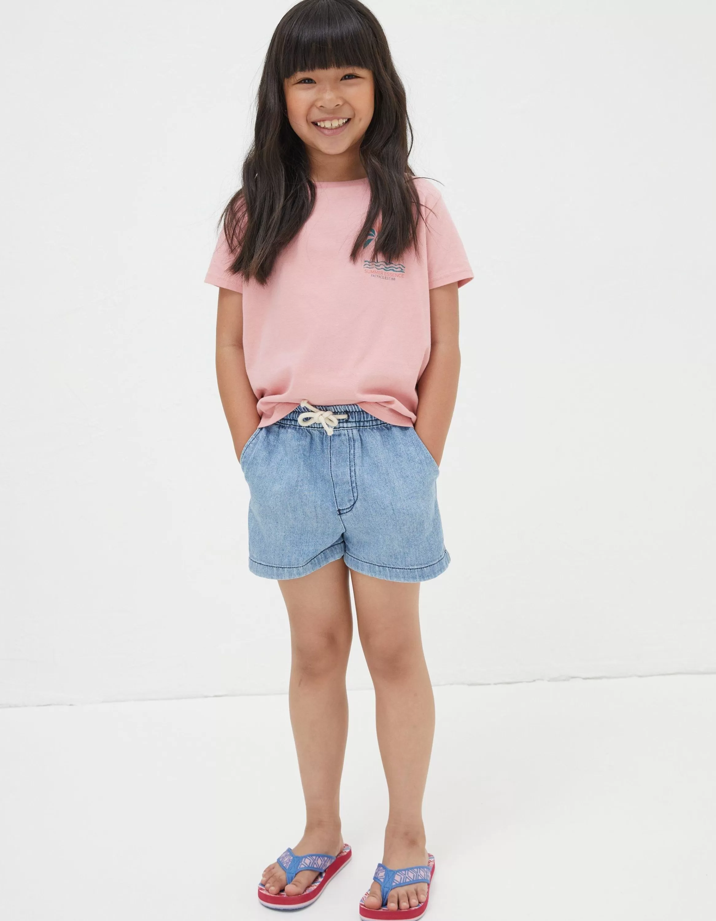 Cheap FatFace Pull On Denim Shorts Light Denim