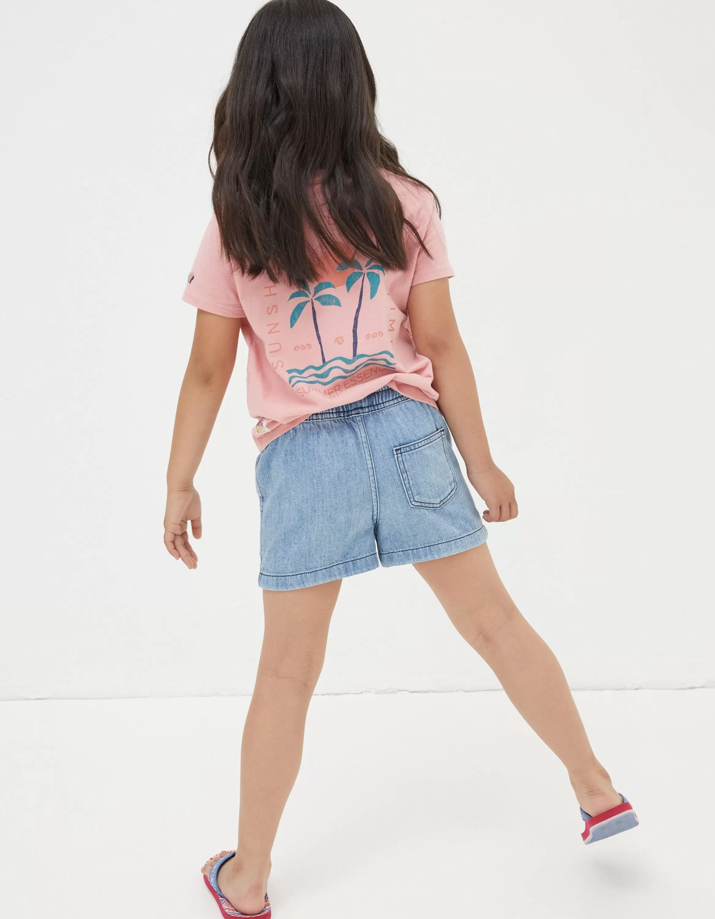 Cheap FatFace Pull On Denim Shorts Light Denim